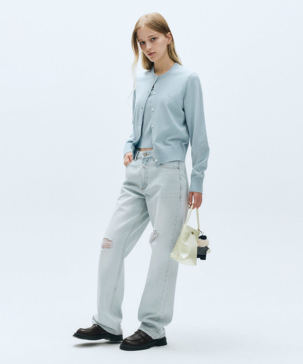 Marithe & Francois Girbaud - Damaged Washed Denim Pants (Light Blue) product image 4 | TRAB K-Fashion Australia