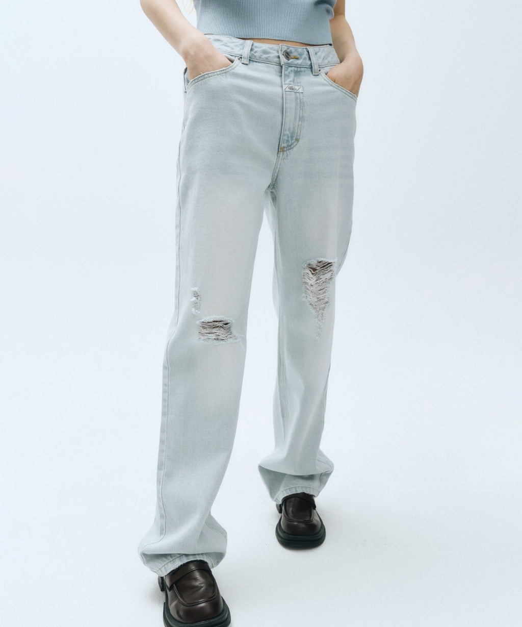 Marithe & Francois Girbaud - Damaged Washed Denim Pants (Light Blue) product image 6 | TRAB K-Fashion Australia