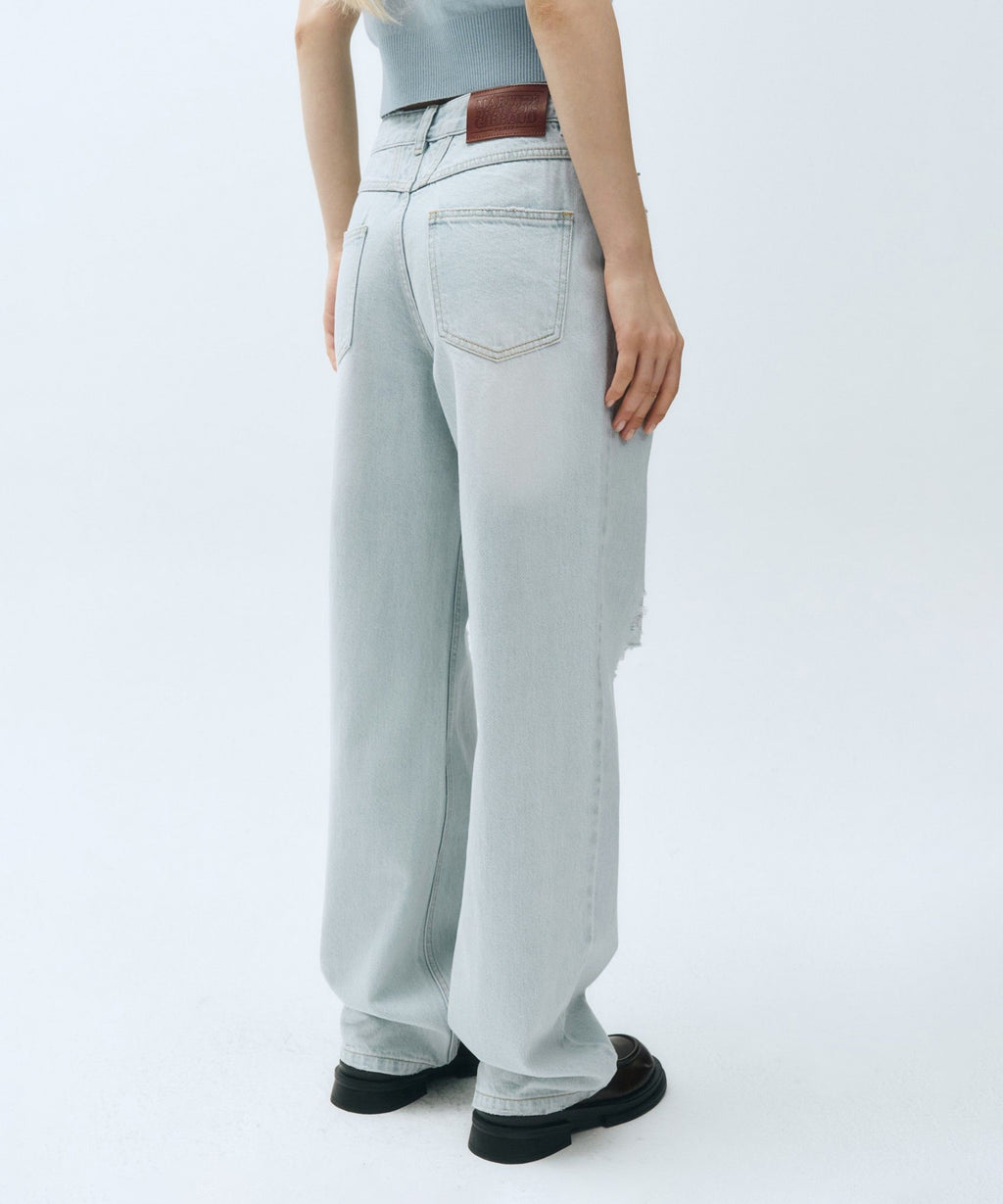 Marithe & Francois Girbaud - Damaged Washed Denim Pants (Light Blue) product image 7 | TRAB K-Fashion Australia