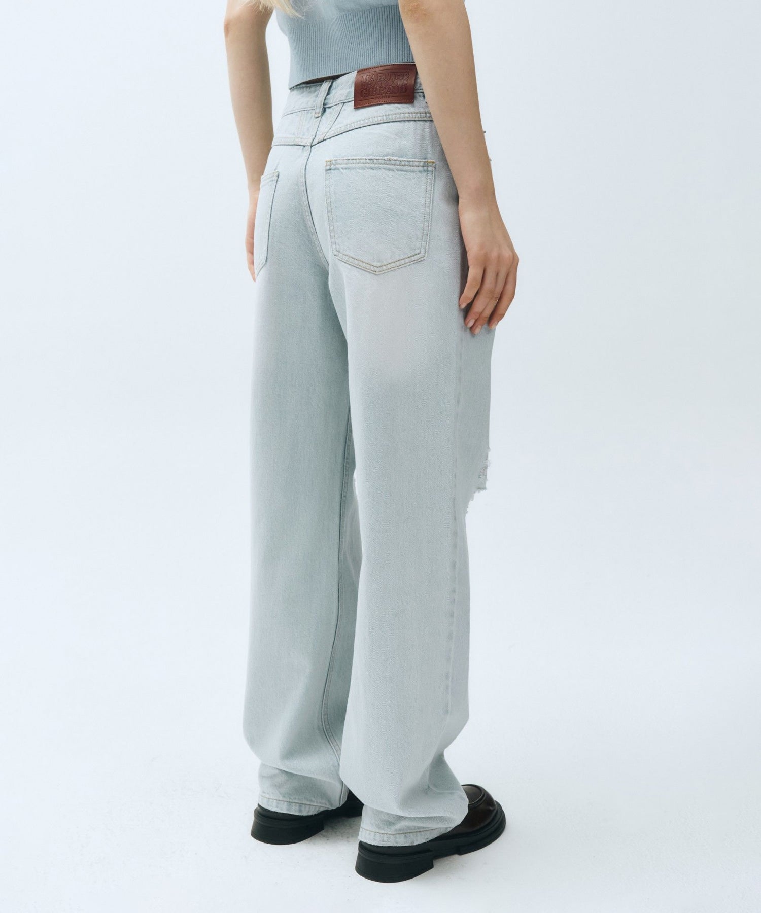 Marithe & Francois Girbaud - Damaged Washed Denim Pants (Light Blue) product image 7 | TRAB K-Fashion Australia