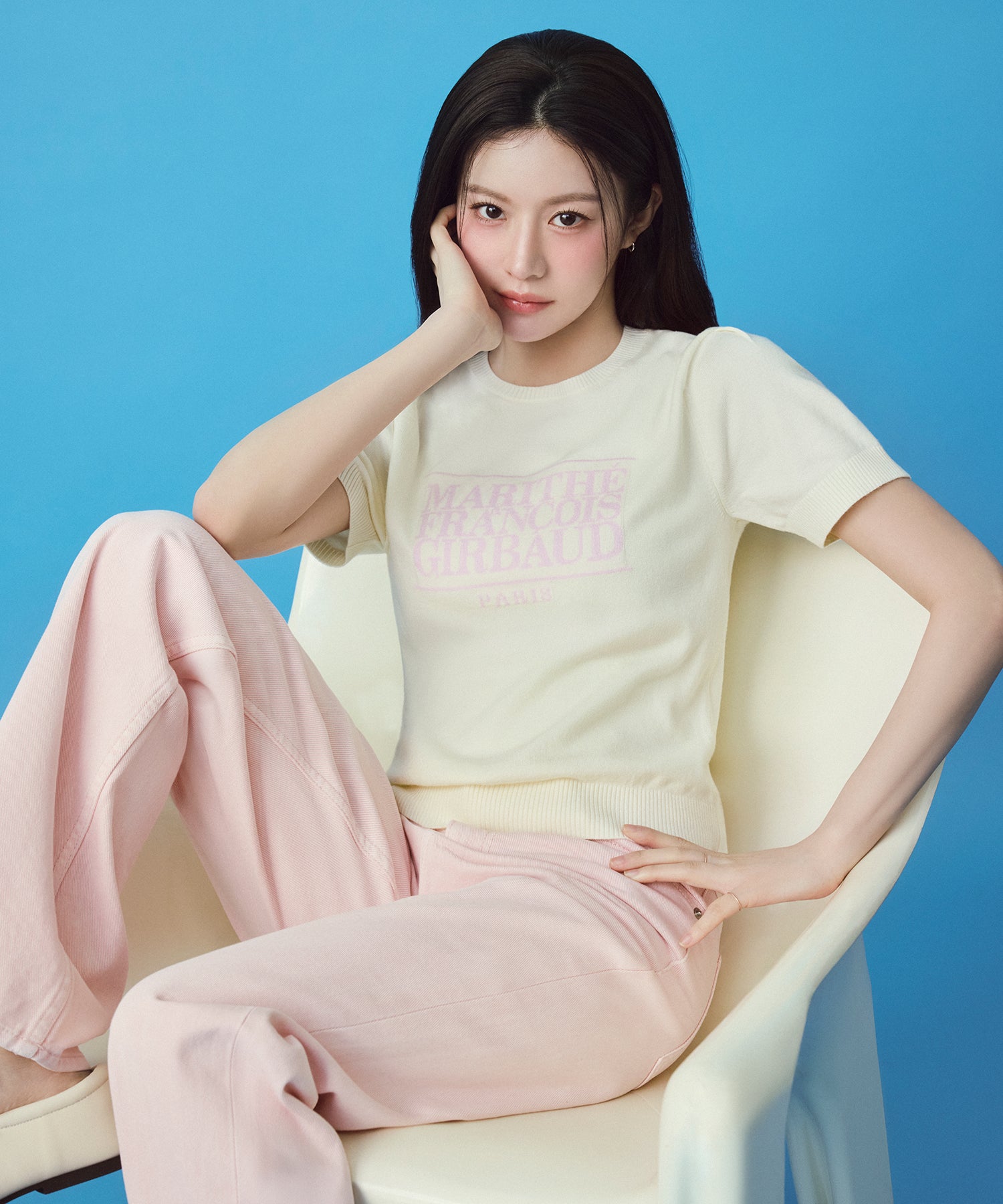 Marithe & Francois Girbaud - Colored Denim Pants (Light Pink) product image 1 | TRAB K-Fashion Australia