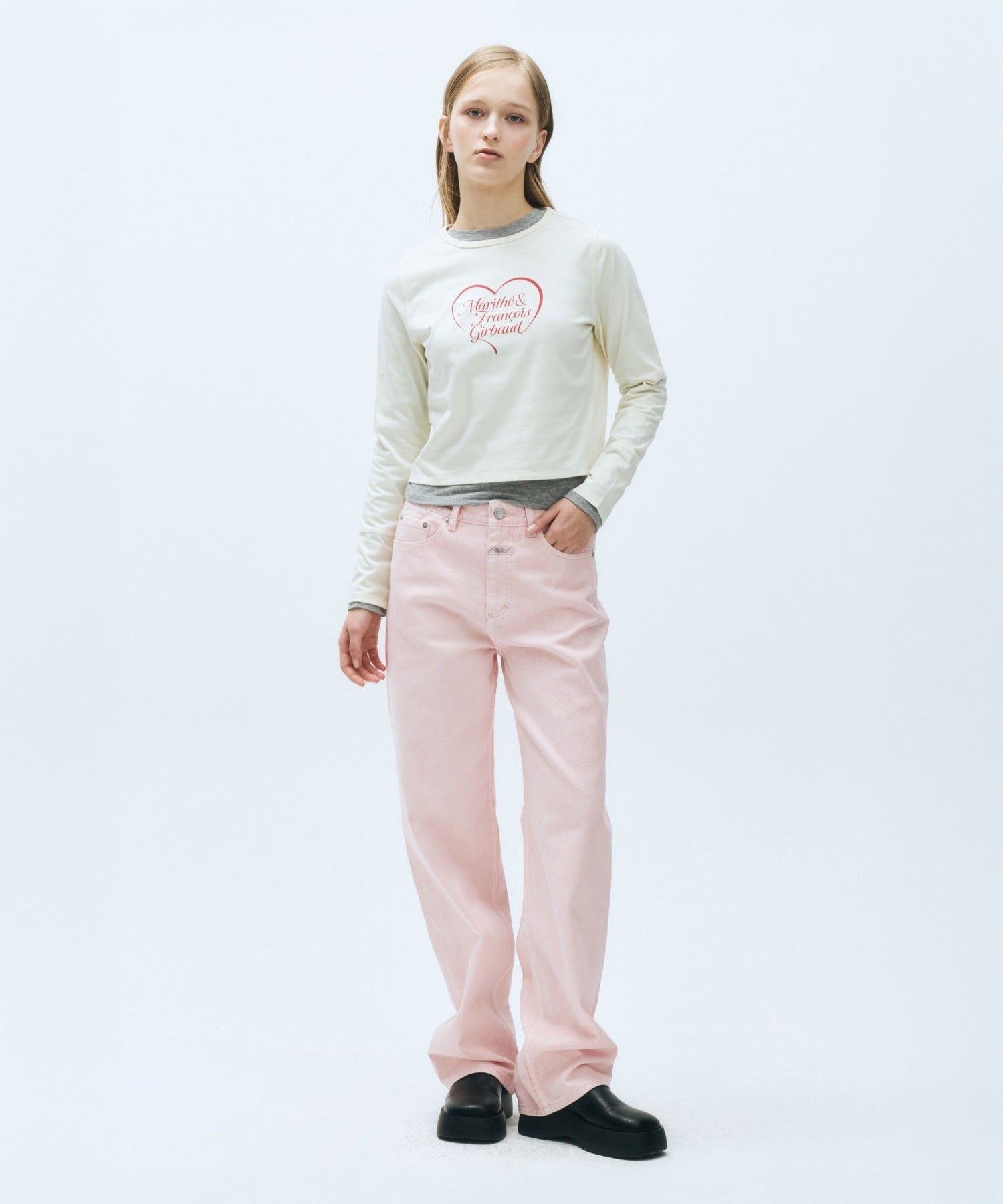 Marithe & Francois Girbaud - Colored Denim Pants (Light Pink) product image 3 | TRAB K-Fashion Australia