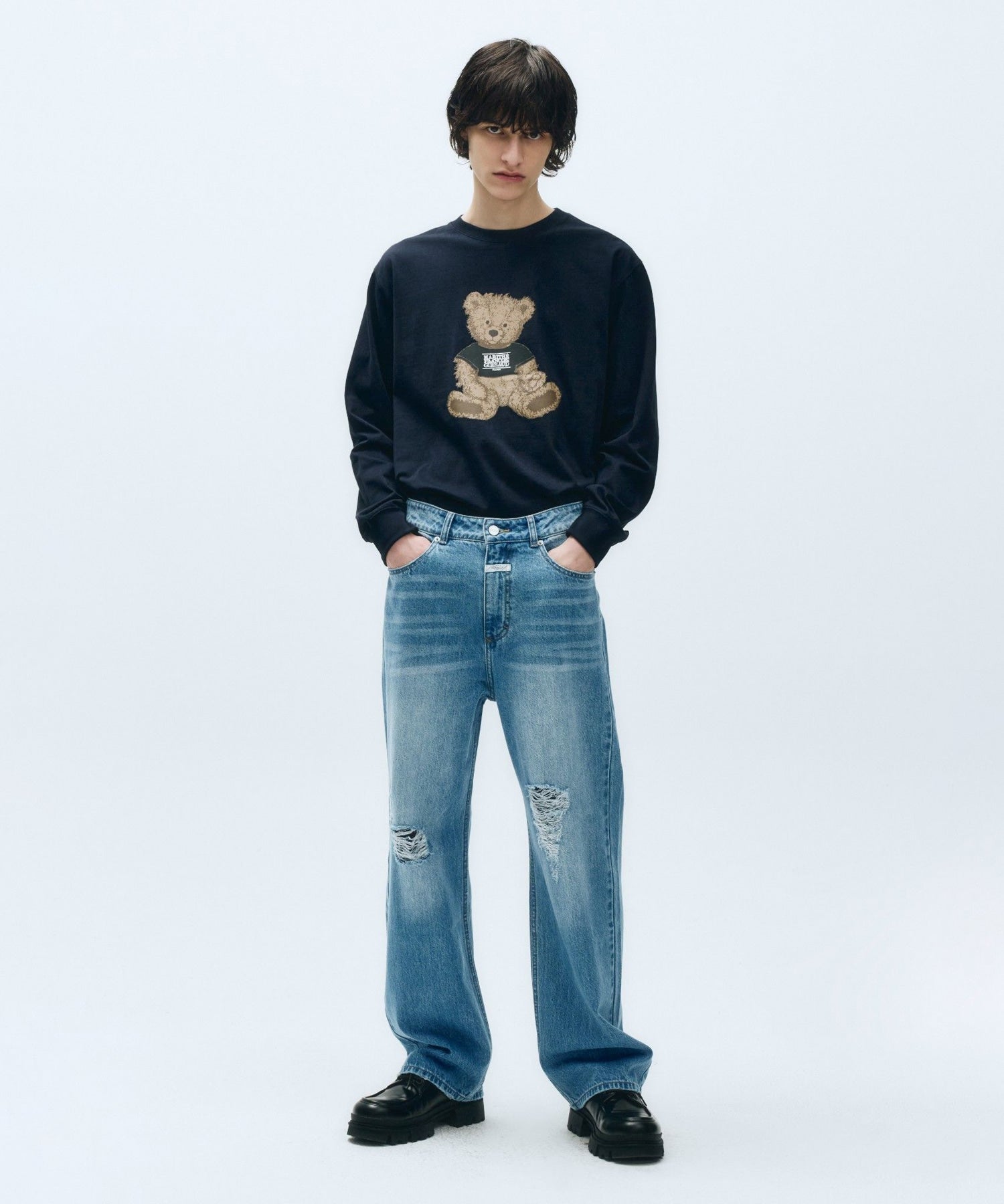 Marithe & Francois Girbaud - Damaged Washing Denim Pants (Blue) product image 1 | TRAB K-Fashion Australia