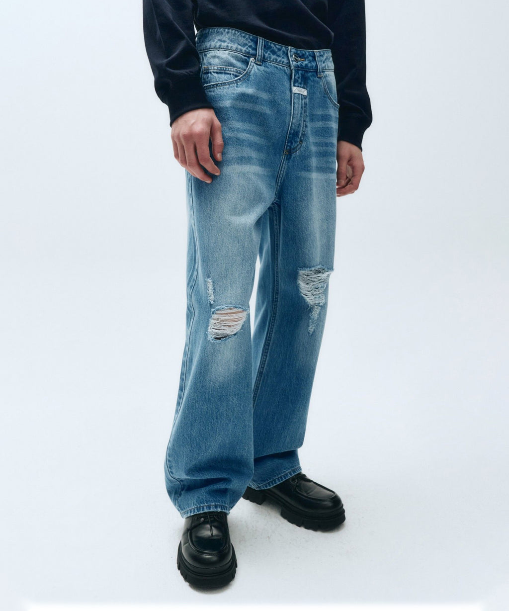 Marithe & Francois Girbaud - Damaged Washing Denim Pants (Blue) product image 4 | TRAB K-Fashion Australia