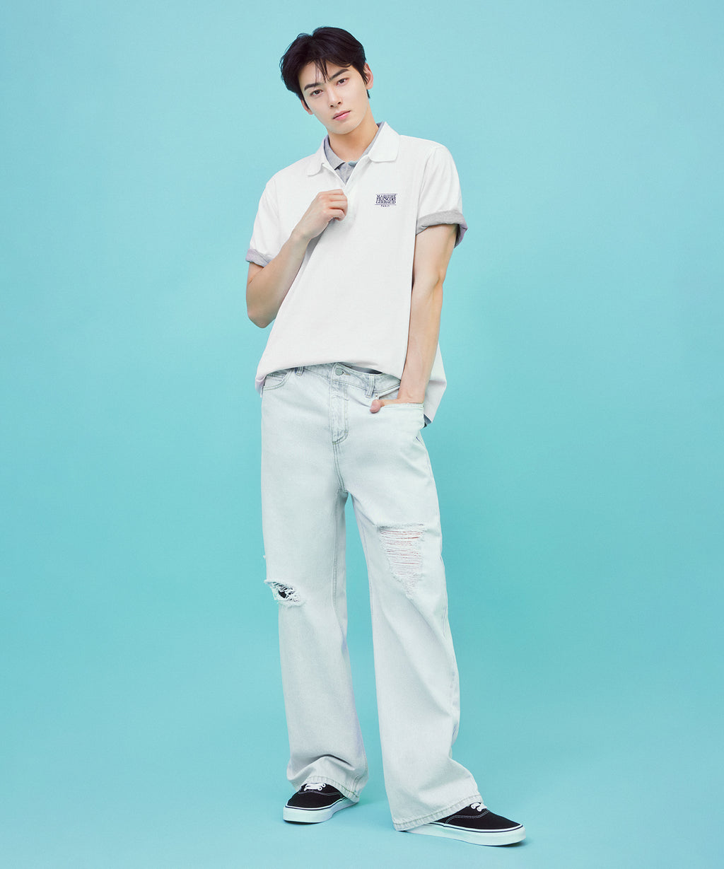 Marithe & Francois Girbaud - Damaged Washing Denim Pants (Light Blue) product image 2 | TRAB K-Fashion Australia