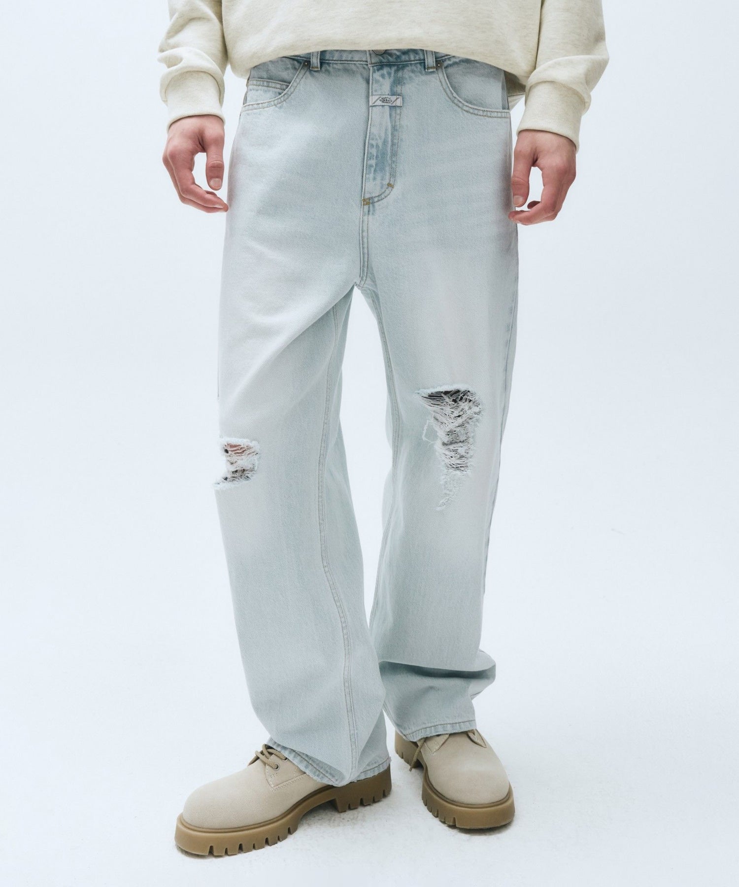 Marithe & Francois Girbaud - Damaged Washing Denim Pants (Light Blue) product image 7 | TRAB K-Fashion Australia