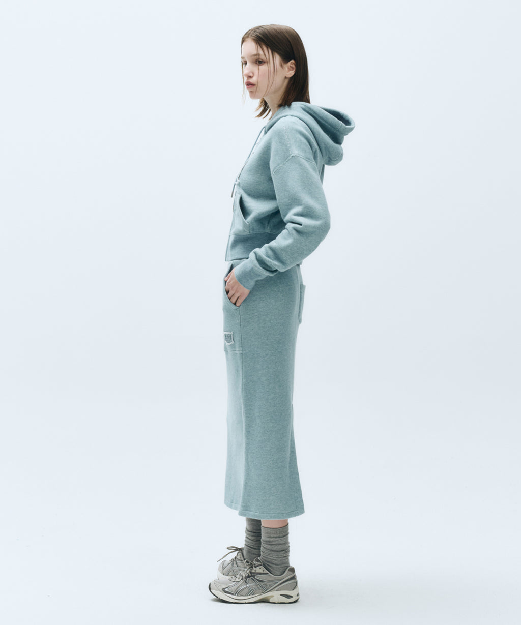 Marithe & Francois Girbaud - Classic Logo Melange Crop Hoodie Zipup (Blue) product image 5 | TRAB K-Fashion Australia