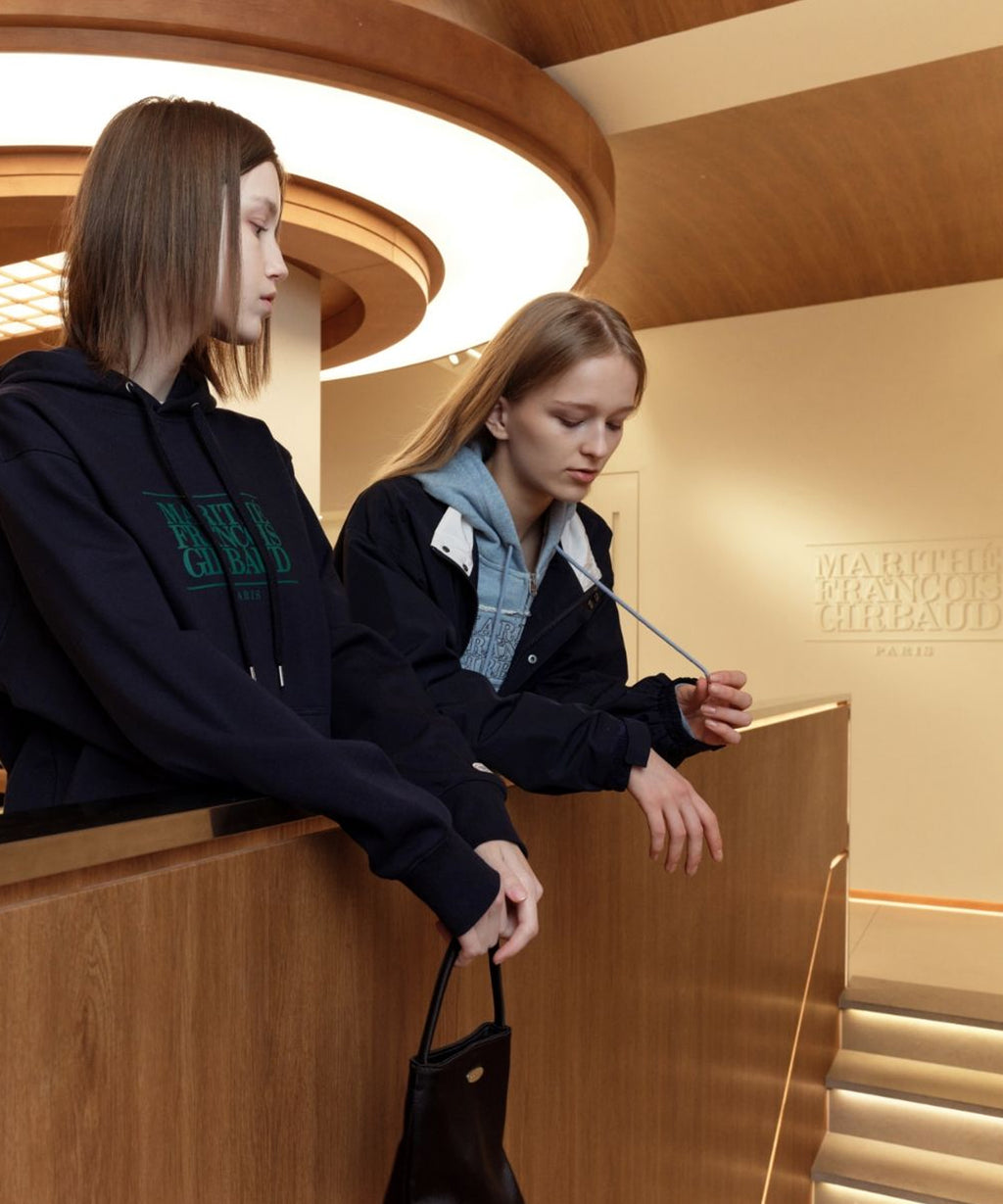 Marithe & Francois Girbaud - Classic Logo Melange Crop Hoodie Zipup (Blue) product image 7 | TRAB K-Fashion Australia