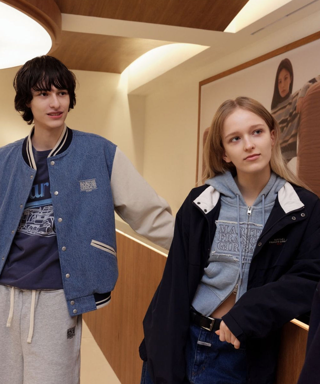 Marithe & Francois Girbaud - Classic Logo Melange Crop Hoodie Zipup (Blue) product image 8 | TRAB K-Fashion Australia