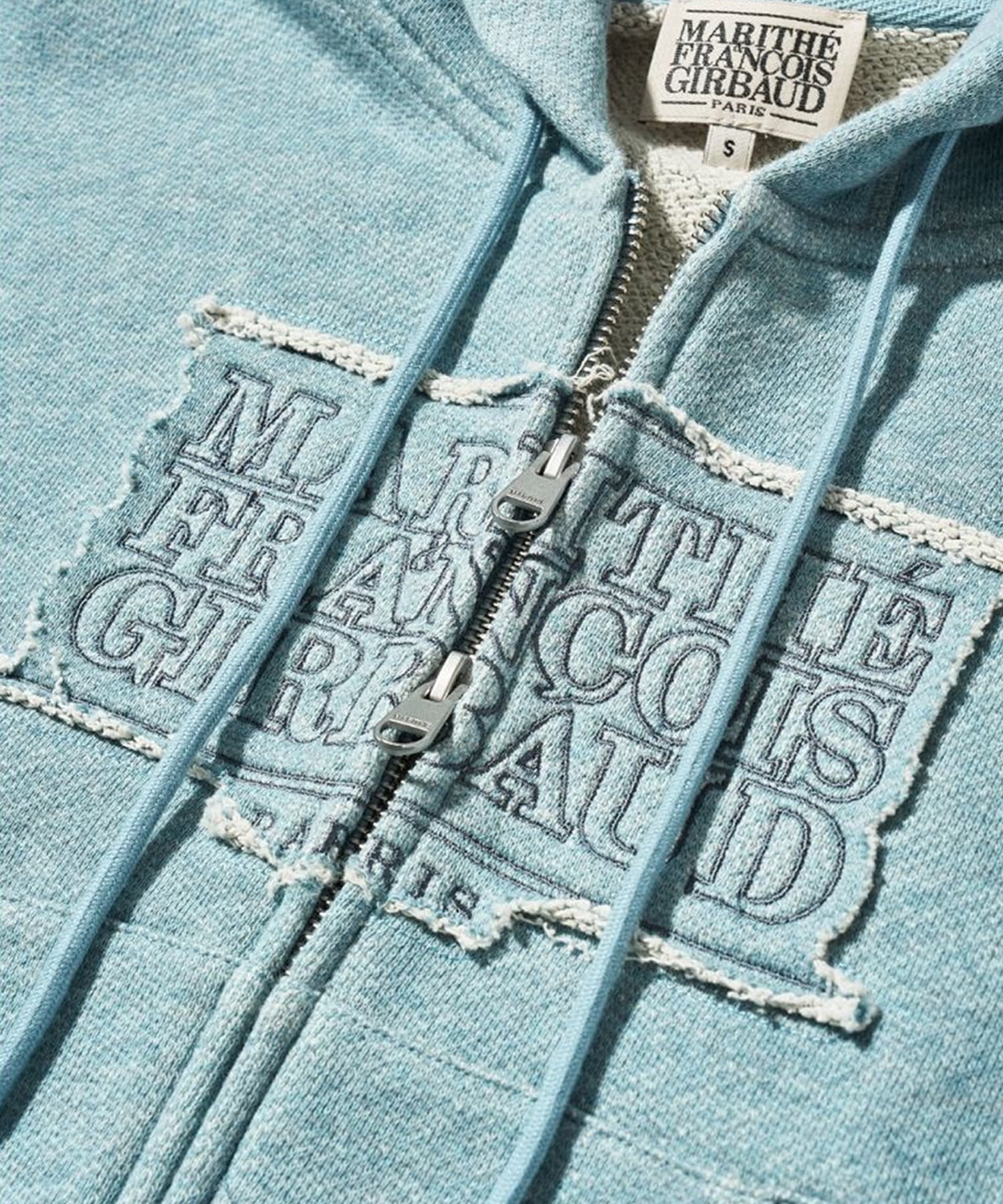 Marithe & Francois Girbaud - Classic Logo Melange Crop Hoodie Zipup (Blue) product image 13 | TRAB K-Fashion Australia