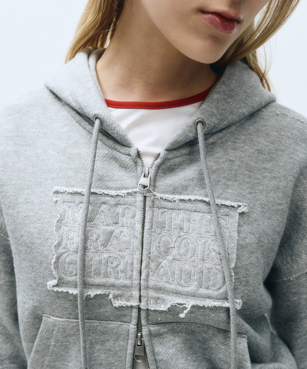 Marithe & Francois Girbaud - Classic Logo Melange Crop Hoodie Zipup (Melange Gray) product image 3 | TRAB K-Fashion Australia