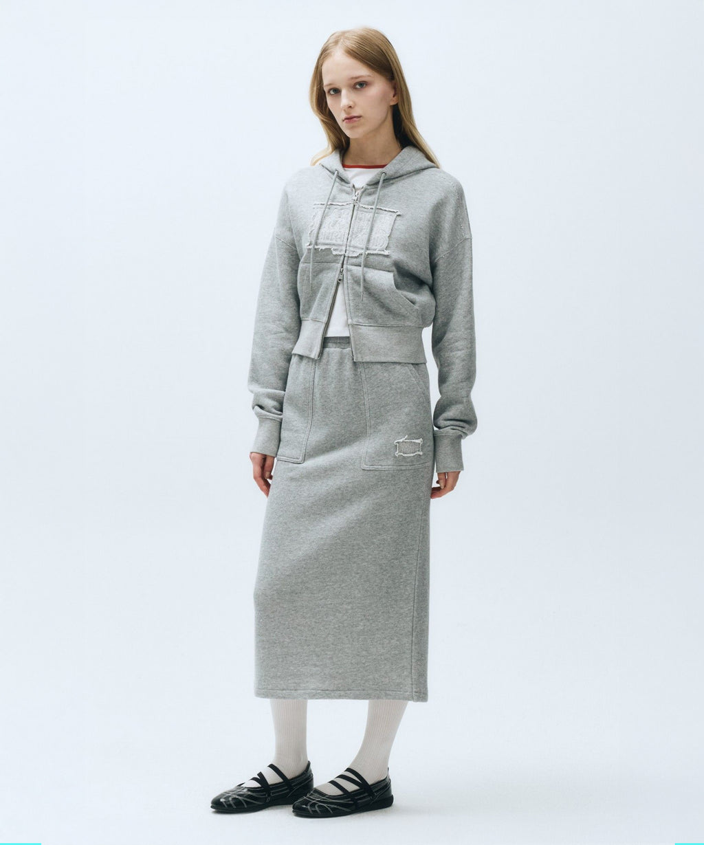 Marithe & Francois Girbaud - Classic Logo Melange Crop Hoodie Zipup (Melange Gray) product image 4 | TRAB K-Fashion Australia