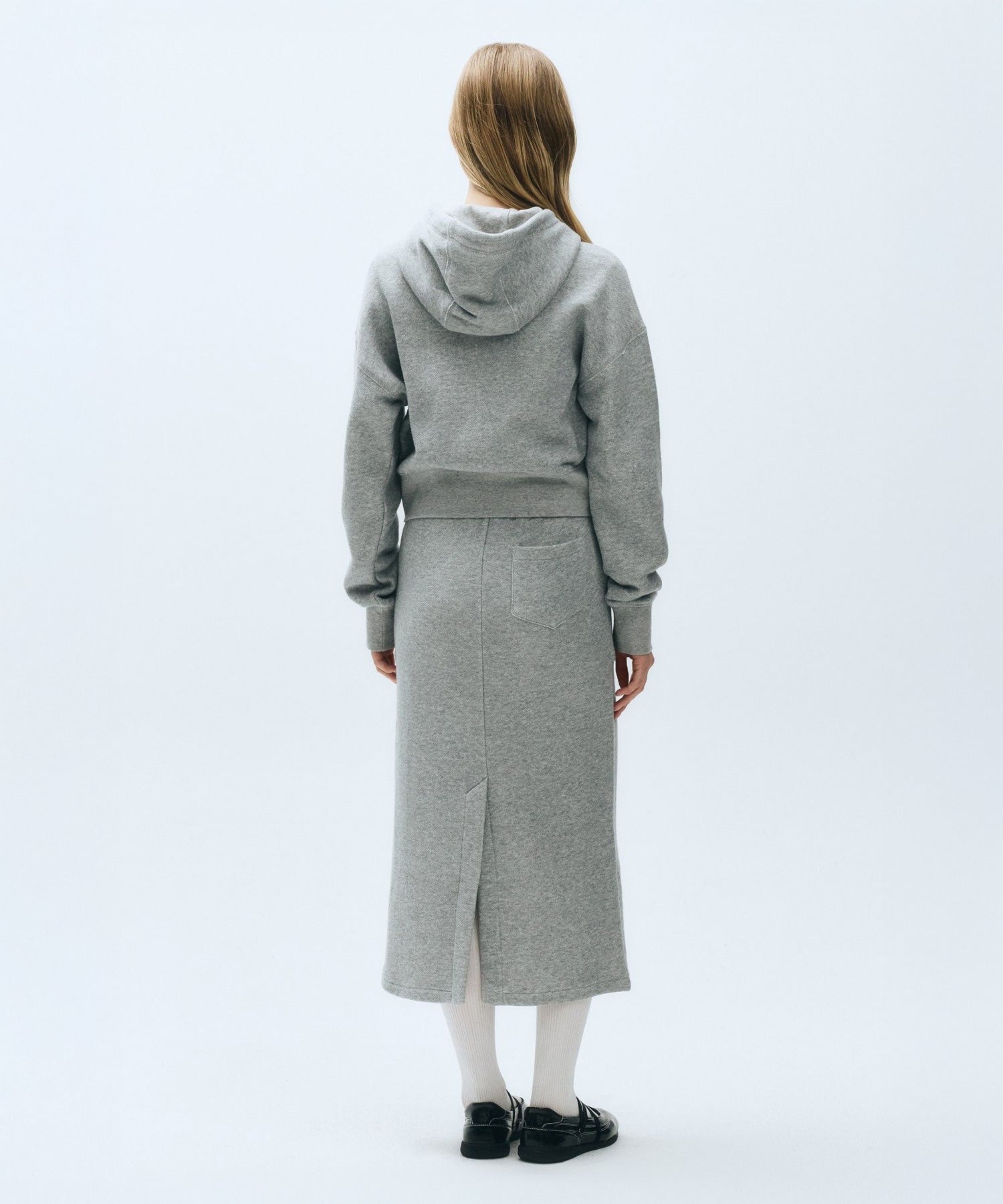Marithe & Francois Girbaud - Classic Logo Melange Crop Hoodie Zipup (Melange Gray) product image 6 | TRAB K-Fashion Australia