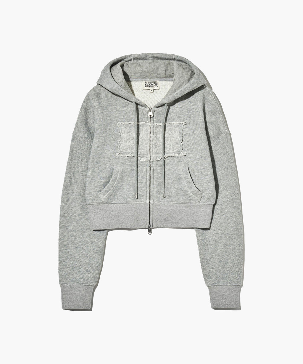 Marithe & Francois Girbaud - Classic Logo Melange Crop Hoodie Zipup (Melange Gray) product image 7 | TRAB K-Fashion Australia