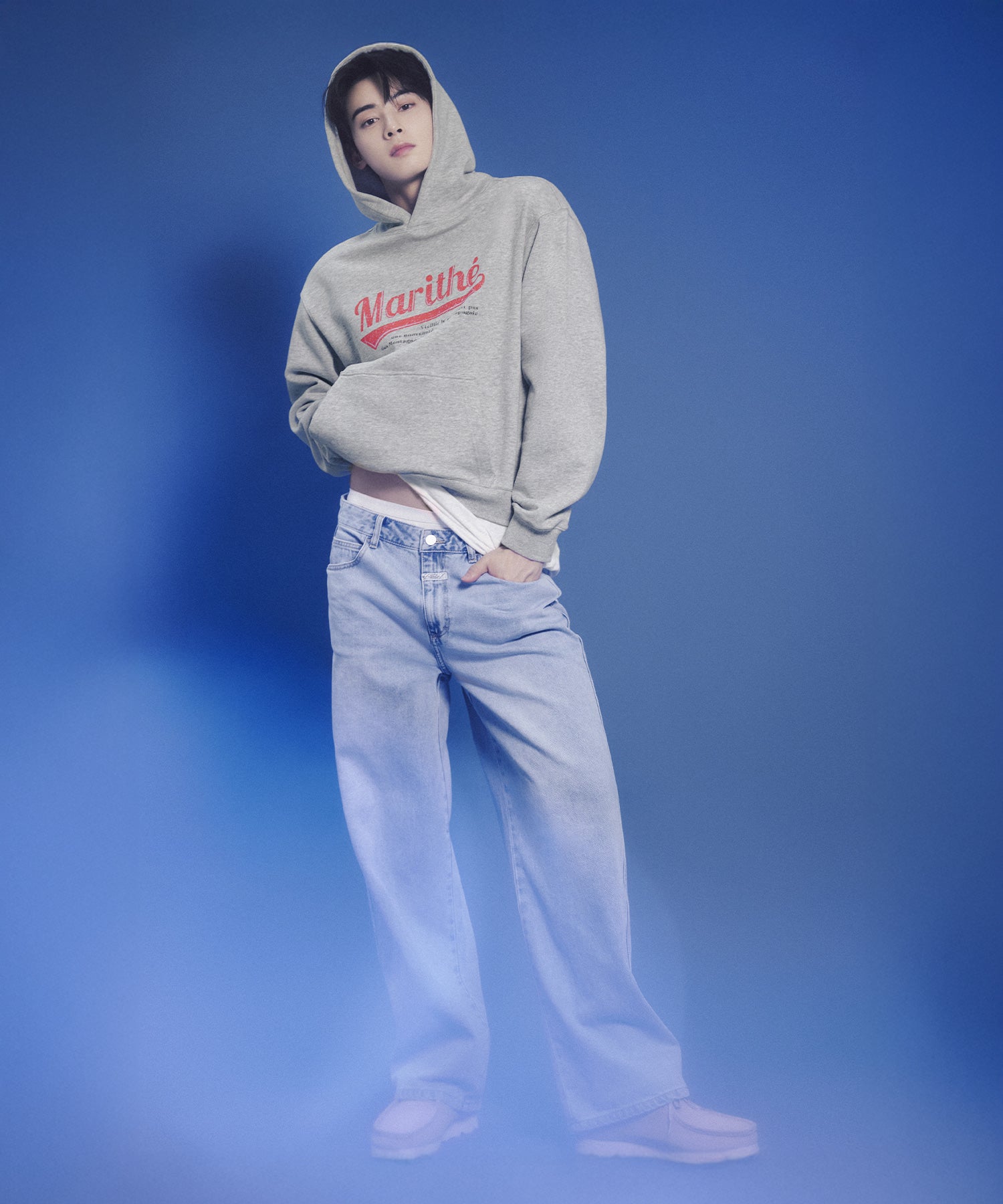 Marithe & Francois Girbaud - Vintage Baseball Hoodie (Heather Gray) product image 3 | TRAB K-Fashion Australia