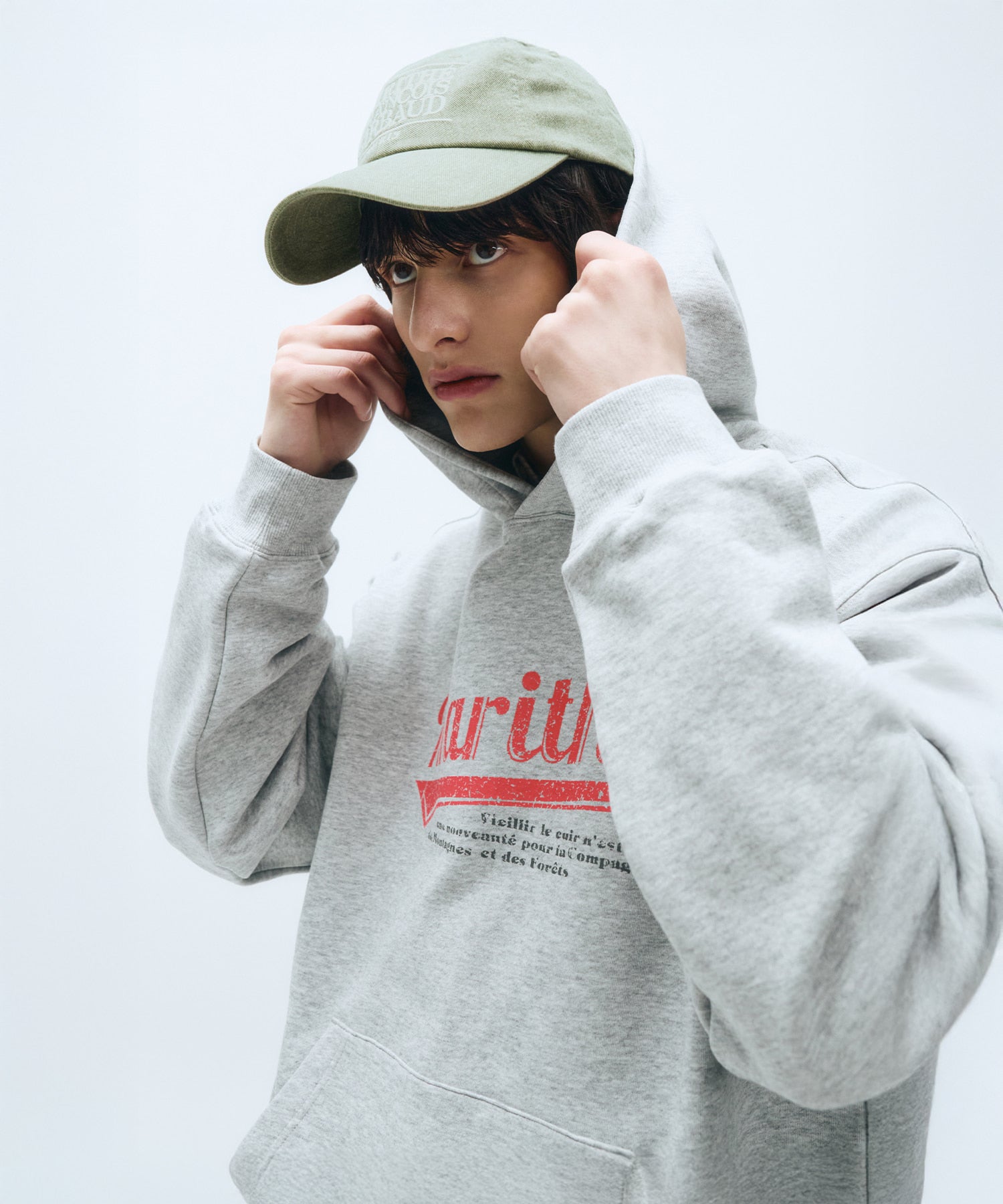 Marithe & Francois Girbaud - Vintage Baseball Hoodie (Heather Gray) product image 5 | TRAB K-Fashion Australia