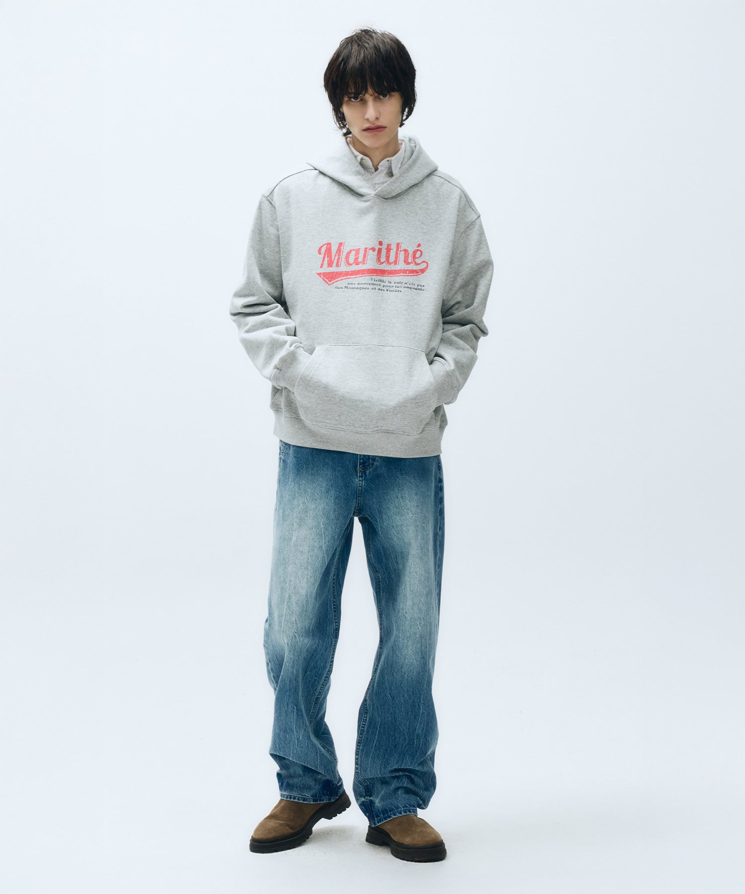 Marithe & Francois Girbaud - Vintage Baseball Hoodie (Heather Gray) product image 4 | TRAB K-Fashion Australia