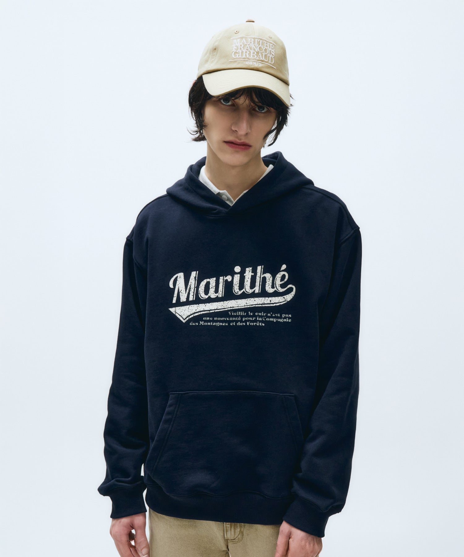 Marithe & Francois Girbaud - Vintage Baseball Hoodie (Navy) product image 1 | TRAB K-Fashion Australia