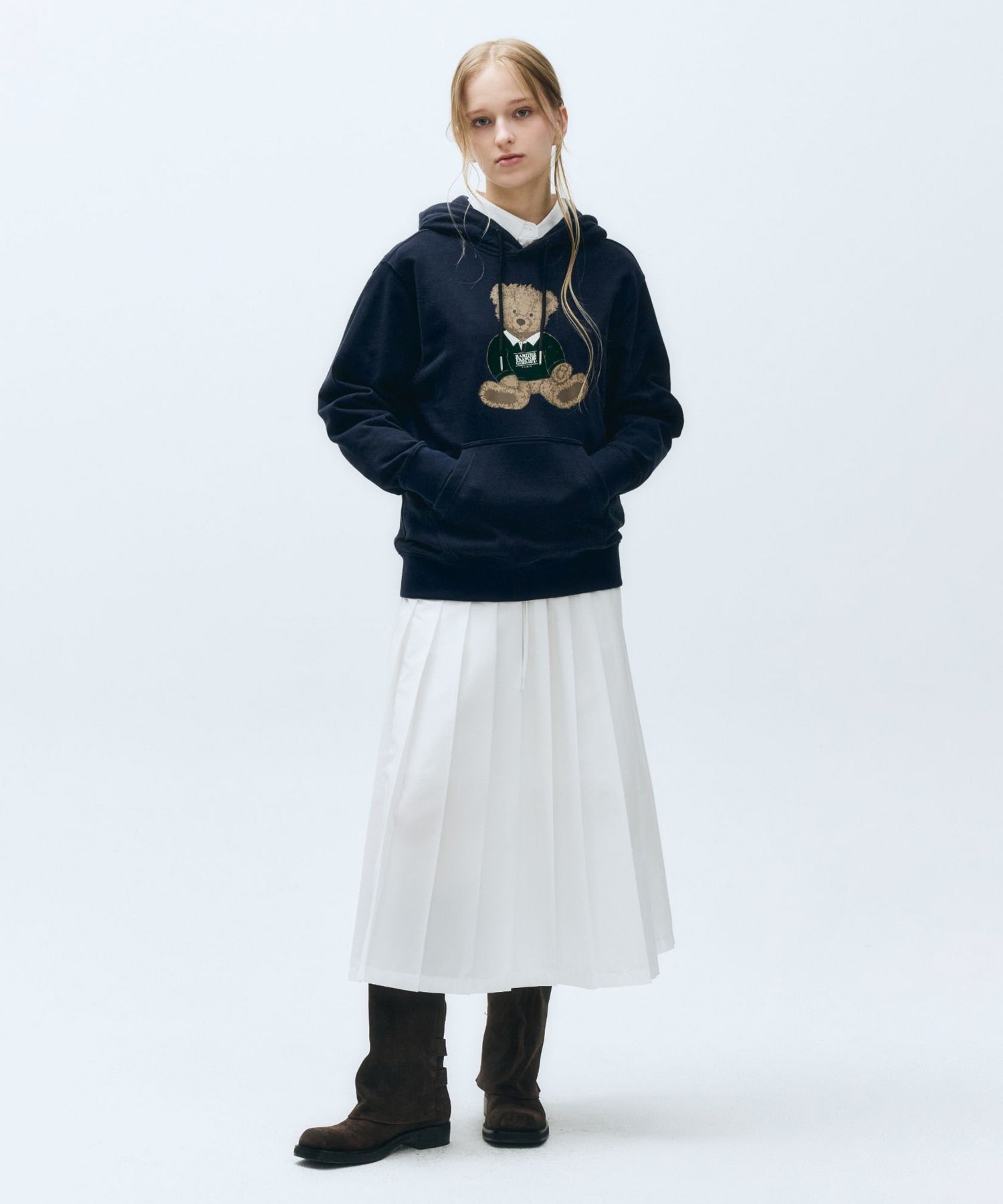 Marithe & Francois Girbaud - Doodle Bear Hoodie (Navy) product image 2 | TRAB K-Fashion Australia