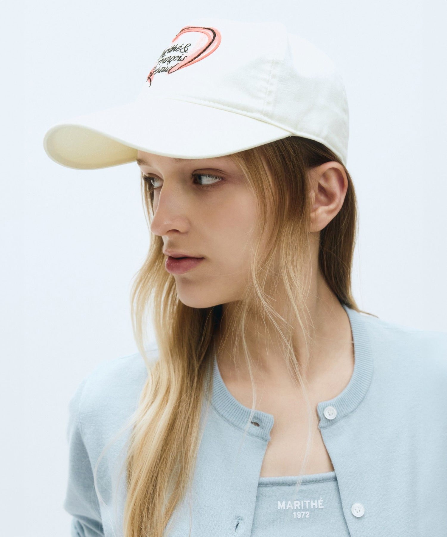 Marithe & Francois Girbaud - Heart Lettering Logo 5 Panel Cap (Ivory) product image 5 | TRAB K-Fashion Australia