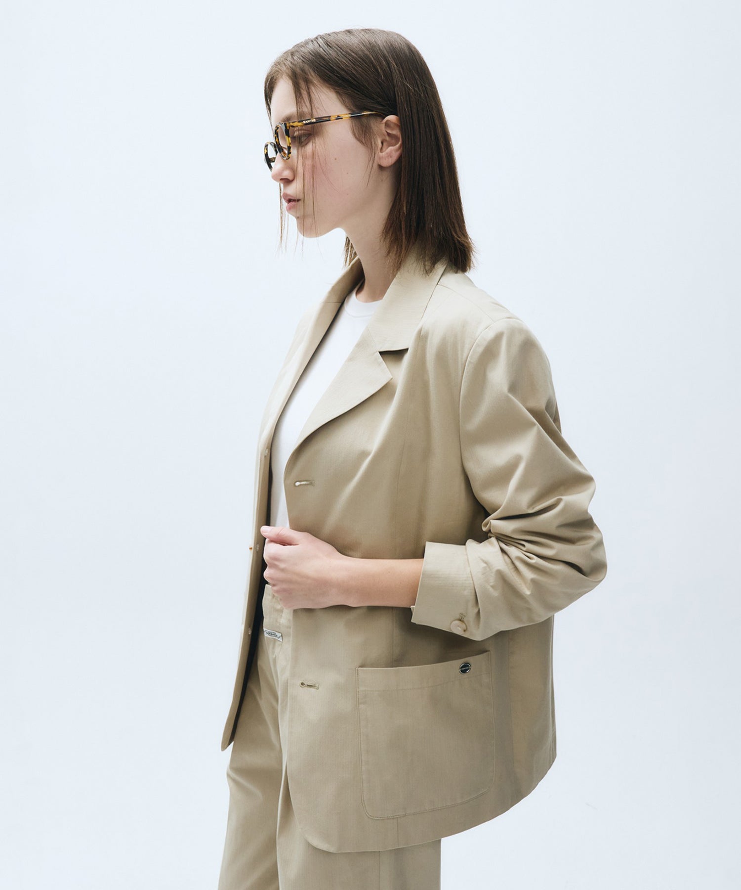 Marithe & Francois Girbaud - Over Fit Cotton Blazer Jacket (Beige) product image 3 | TRAB K-Fashion Australia