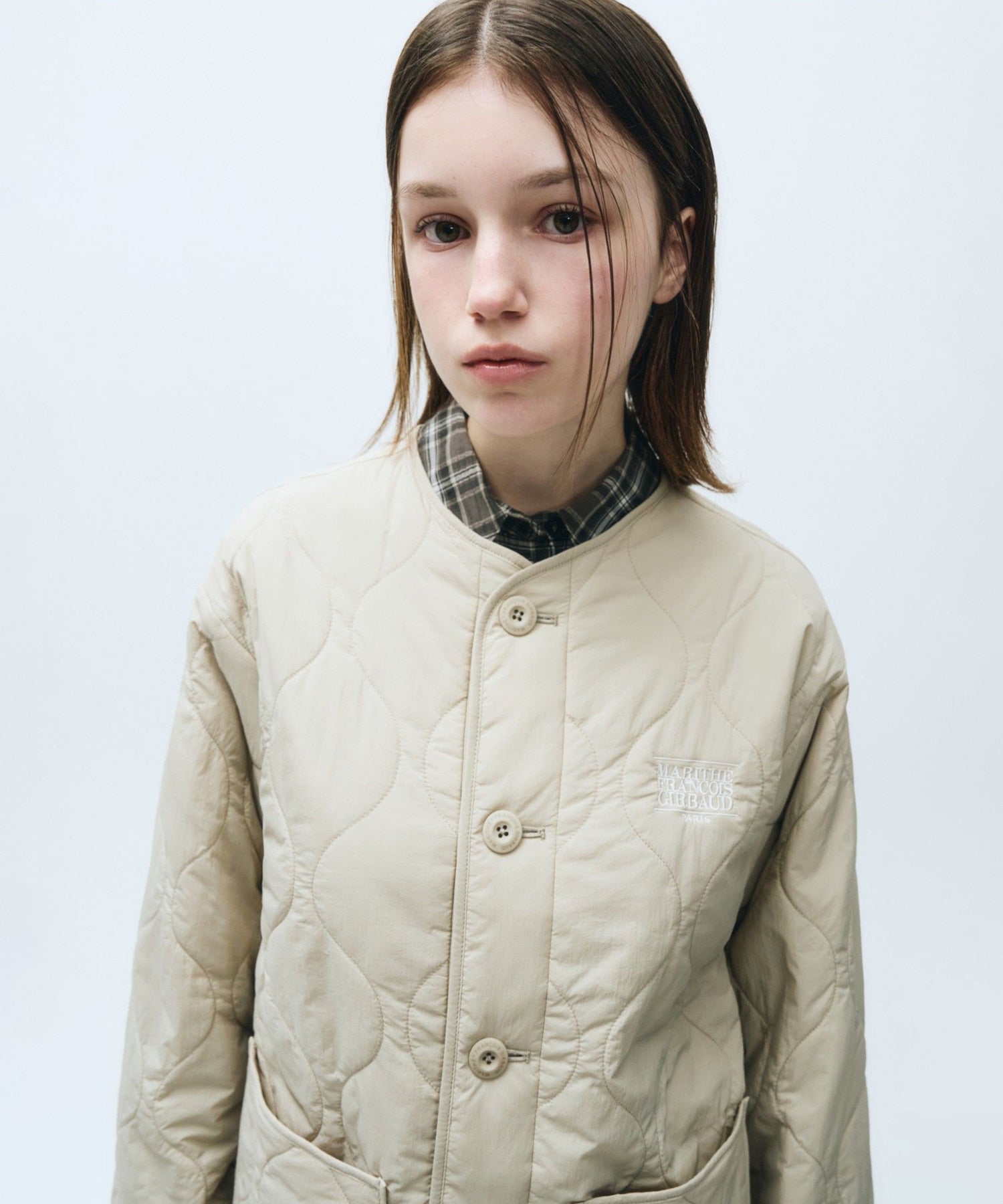 Marithe & Francois Girbaud - Classic Logo Quilting Jacket (Beige) product image 4 | TRAB K-Fashion Australia