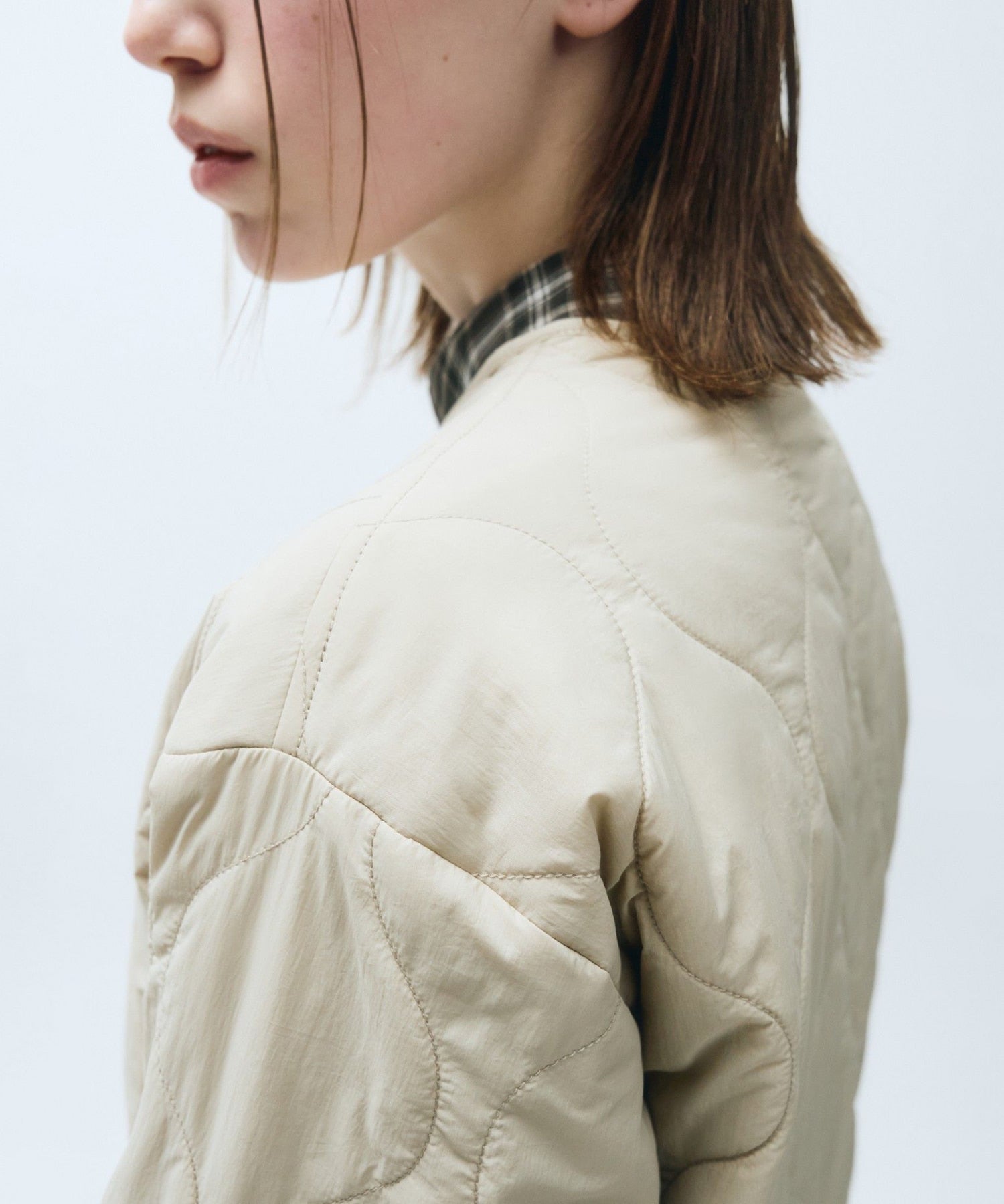 Marithe & Francois Girbaud - Classic Logo Quilting Jacket (Beige) product image 7 | TRAB K-Fashion Australia