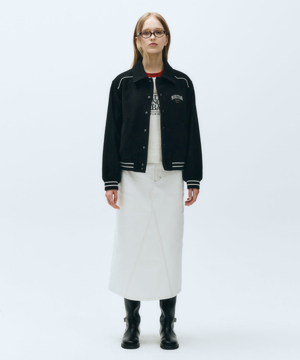 Marithe & Francois Girbaud - Wool Piping Varsity Jacket (Black) product image 4 | TRAB K-Fashion Australia