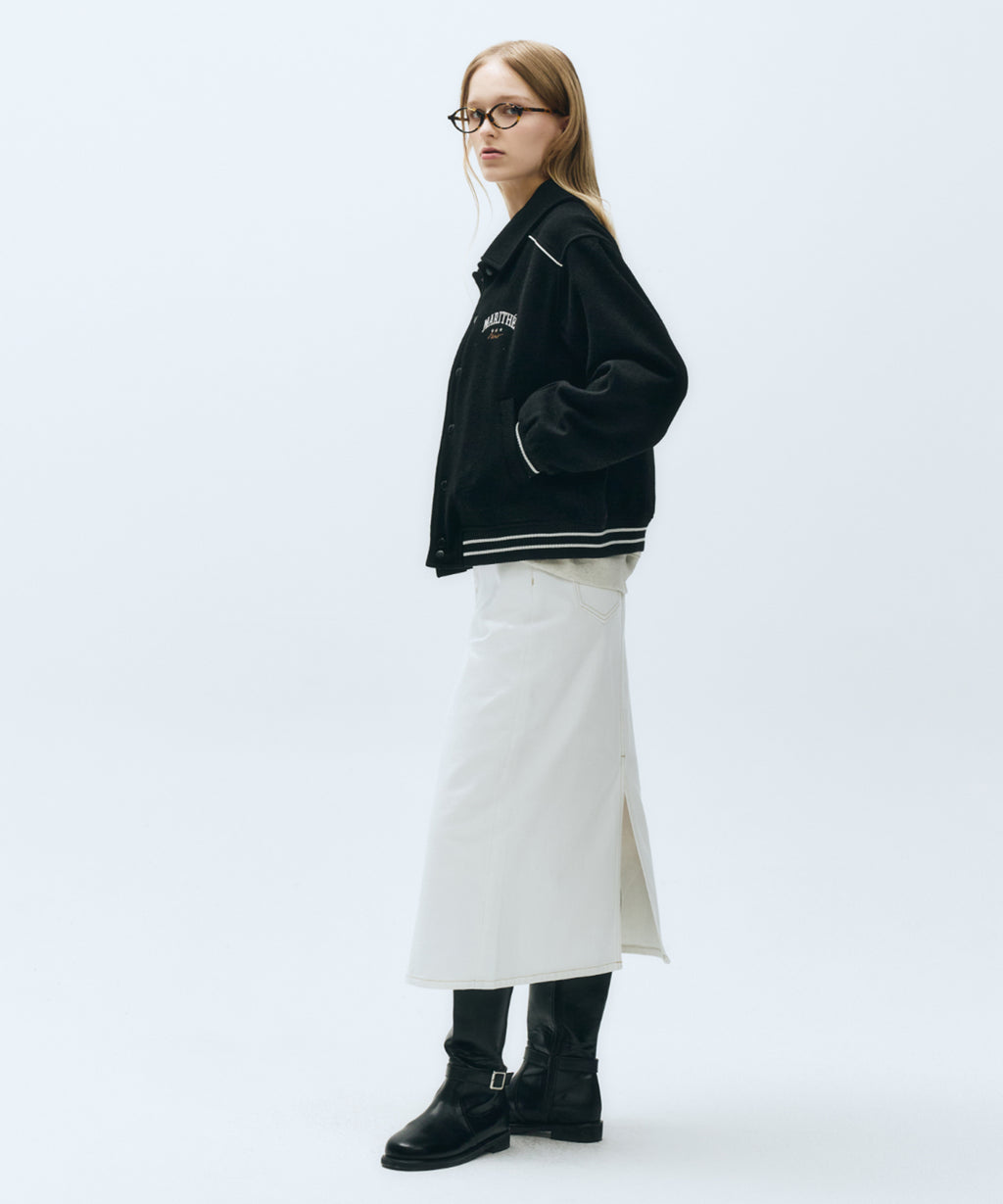 Marithe & Francois Girbaud - Wool Piping Varsity Jacket (Black) product image 5 | TRAB K-Fashion Australia