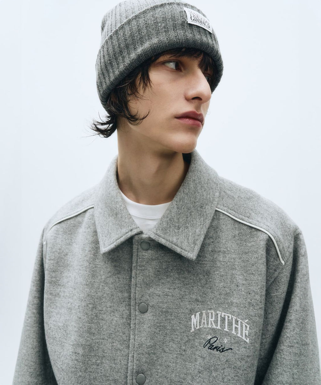 Marithe & Francois Girbaud - Wool Piping Varsity Jacket (Heather Gray) product image 5 | TRAB K-Fashion Australia