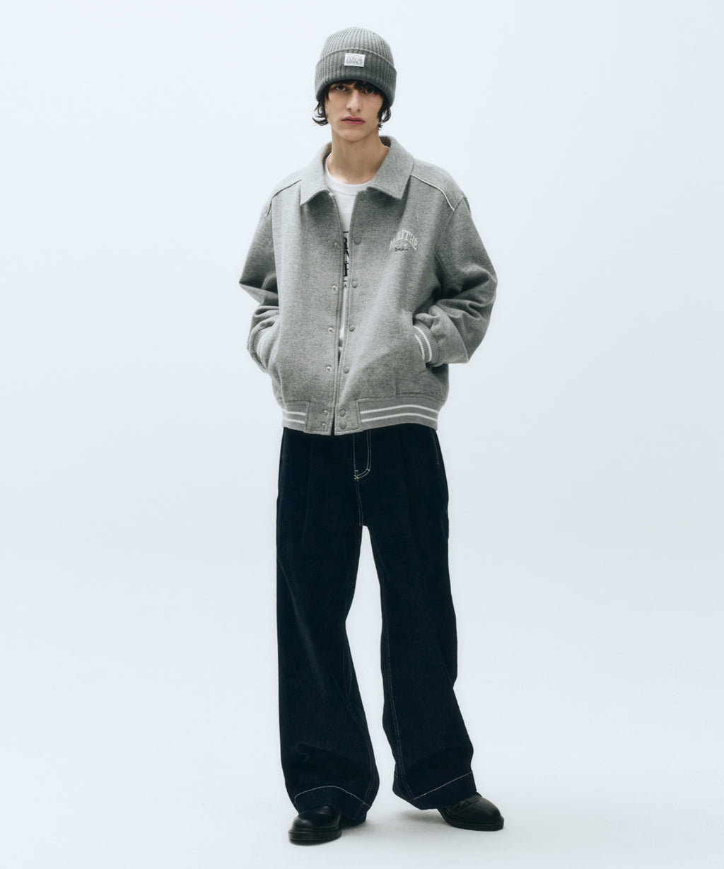 Marithe & Francois Girbaud - Wool Piping Varsity Jacket (Heather Gray) product image 7 | TRAB K-Fashion Australia