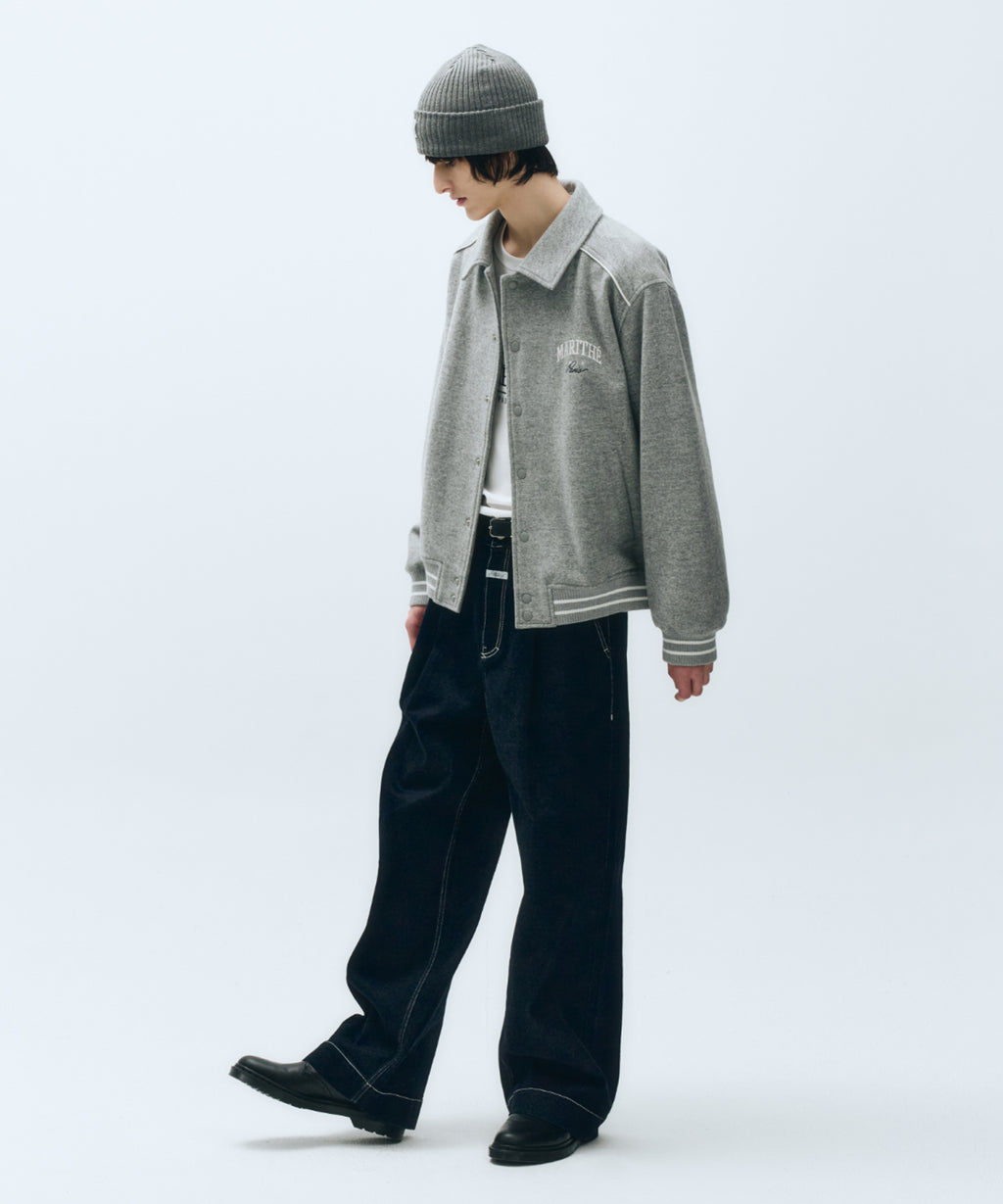 Marithe & Francois Girbaud - Wool Piping Varsity Jacket (Heather Gray) product image 8 | TRAB K-Fashion Australia
