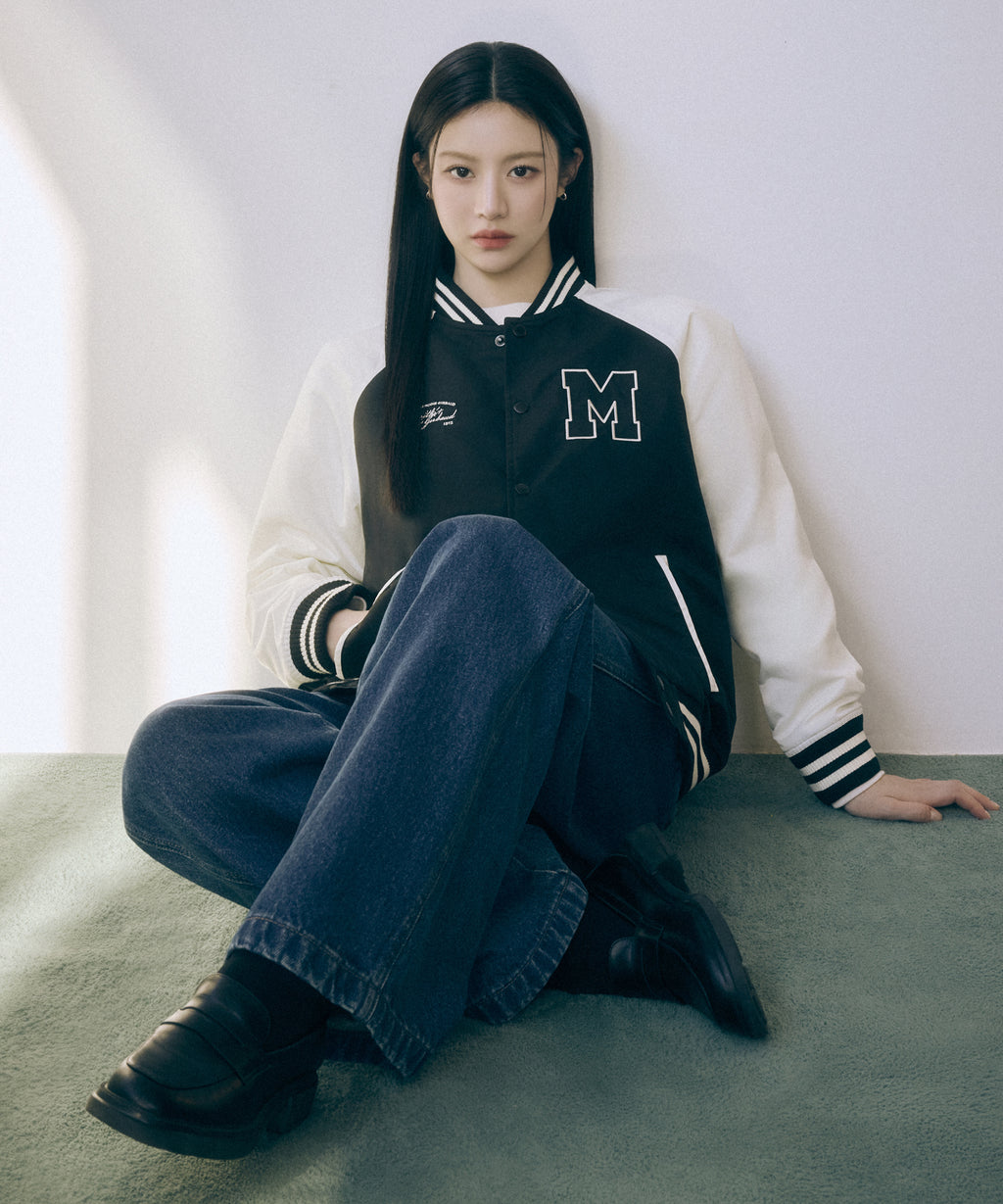 Marithe & Francois Girbaud - Nylon Color Block Baseball Jacket (Ivory) product image 1 | TRAB K-Fashion Australia