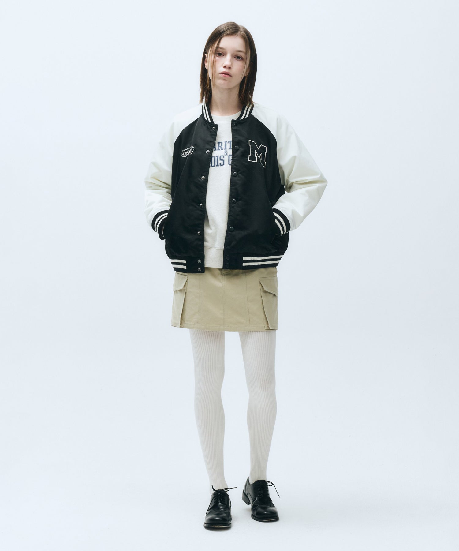 Marithe & Francois Girbaud - Nylon Color Block Baseball Jacket (Ivory) product image 6 | TRAB K-Fashion Australia
