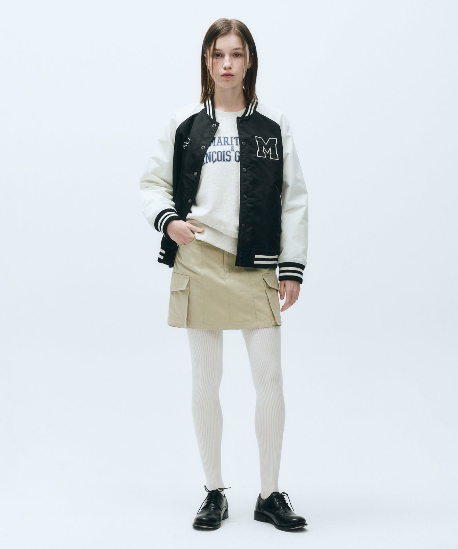 Marithe & Francois Girbaud - Nylon Color Block Baseball Jacket (Ivory) product image 8 | TRAB K-Fashion Australia