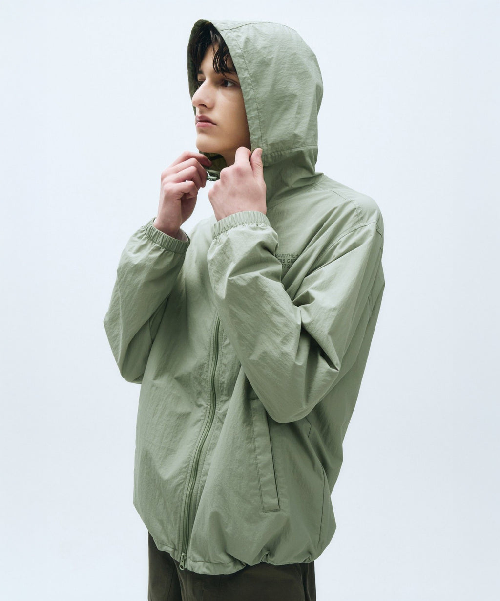 Marithe & Francois Girbaud - Lettering Logo Hoodie Wind Breaker (Mint Gray) product image 2 | TRAB K-Fashion Australia