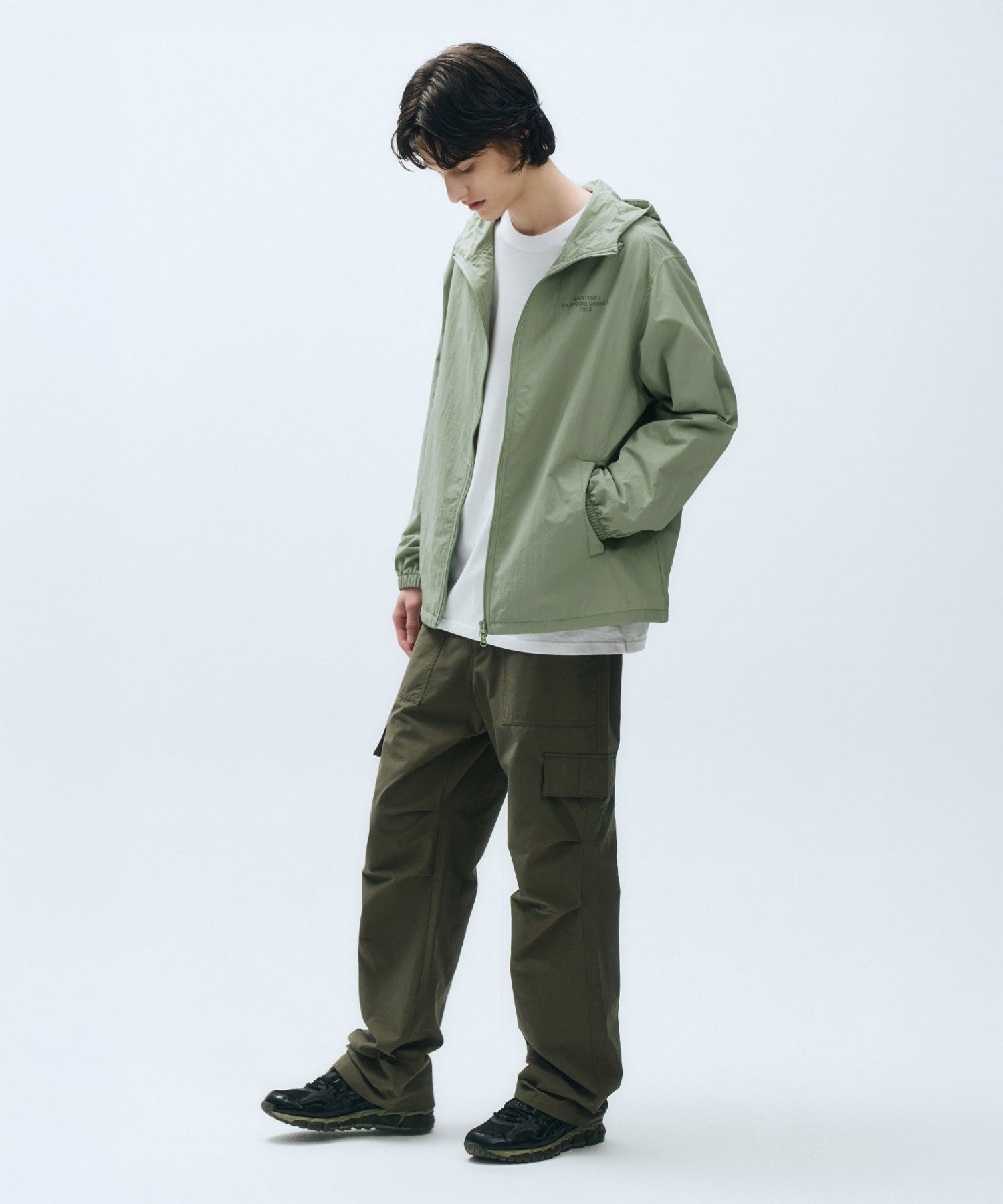 Marithe & Francois Girbaud - Lettering Logo Hoodie Wind Breaker (Mint Gray) product image 4 | TRAB K-Fashion Australia