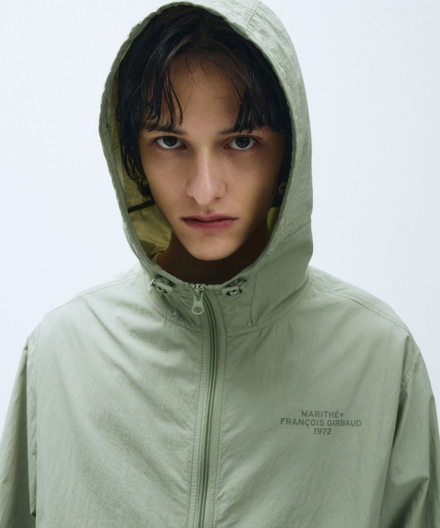 Marithe & Francois Girbaud - Lettering Logo Hoodie Wind Breaker (Mint Gray) product image 6 | TRAB K-Fashion Australia