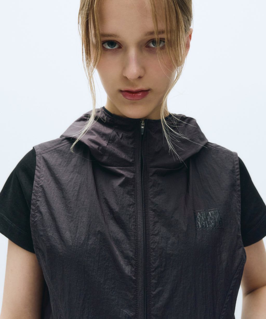 Marithe & Francois Girbaud - Mouvement W Nylon Hood Vest (Charcoal) product image 3 | TRAB K-Fashion Australia