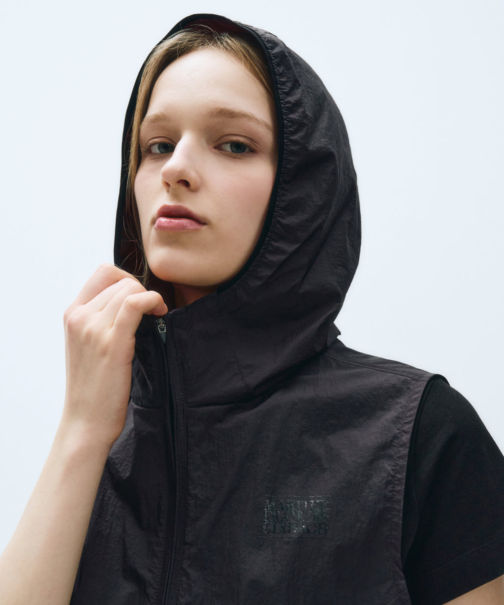 Marithe & Francois Girbaud - Mouvement W Nylon Hood Vest (Charcoal) product image 4 | TRAB K-Fashion Australia