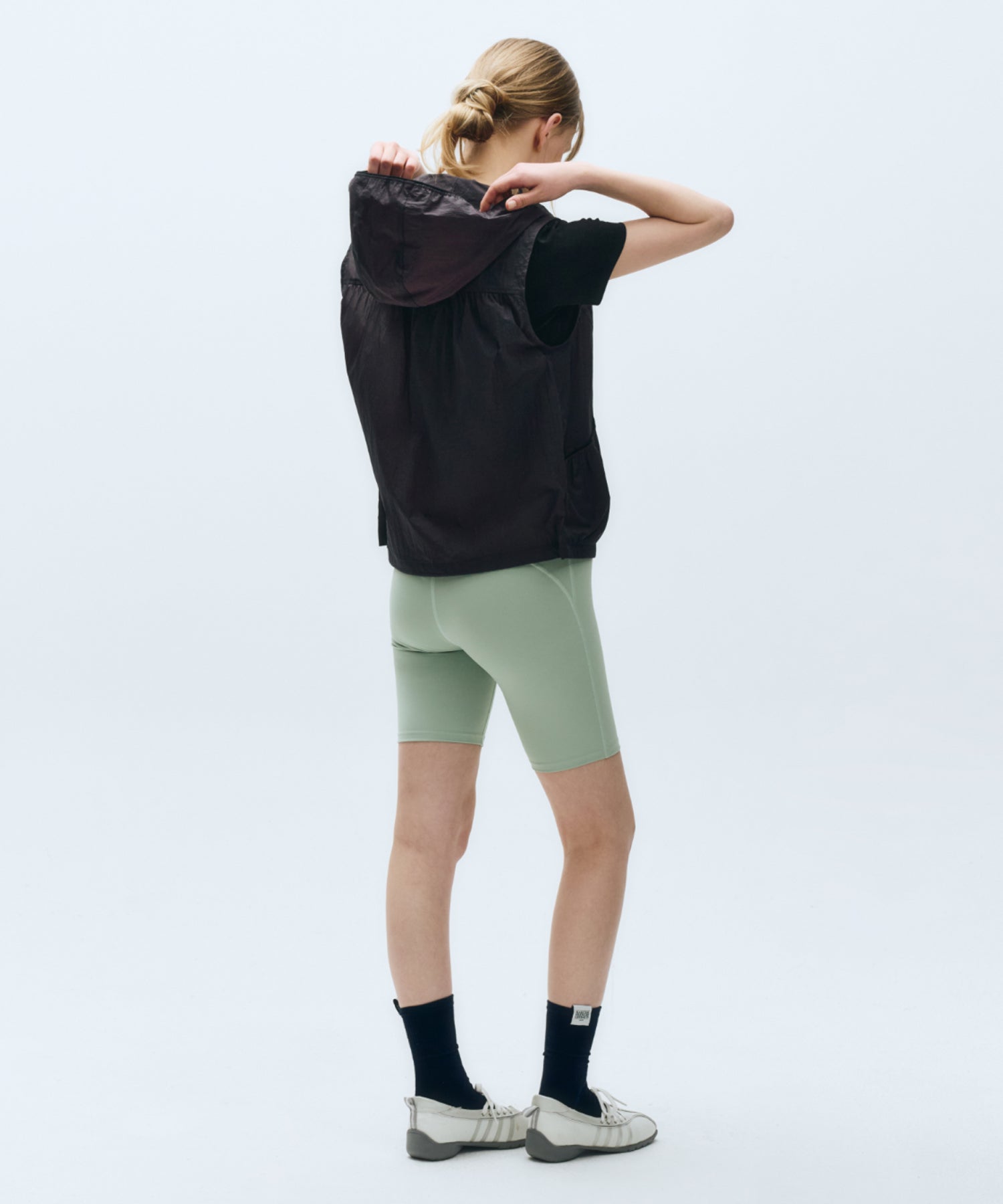 Marithe & Francois Girbaud - Mouvement W Nylon Hood Vest (Charcoal) product image 6 | TRAB K-Fashion Australia