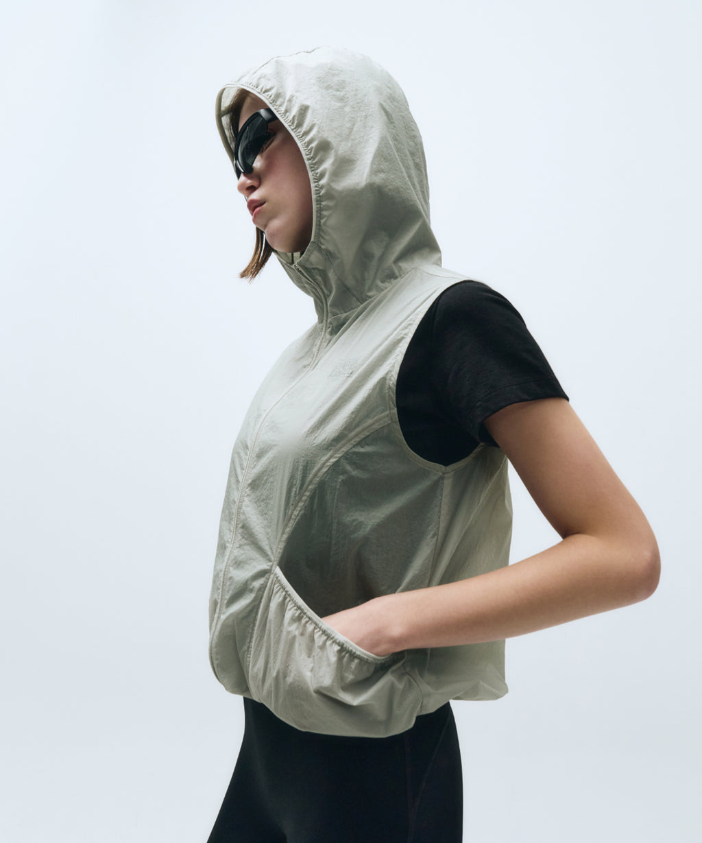 Marithe & Francois Girbaud - Mouvement W Nylon Hood Vest (Light Gray) product image 2 | TRAB K-Fashion Australia