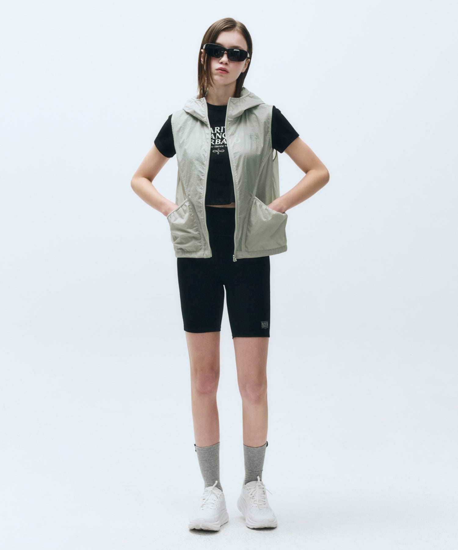Marithe & Francois Girbaud - Mouvement W Nylon Hood Vest (Light Gray) product image 4 | TRAB K-Fashion Australia