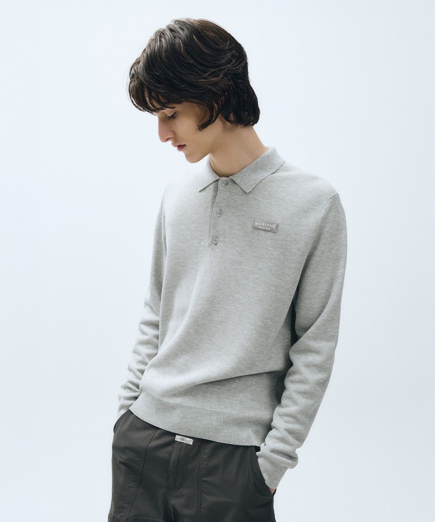 Marithe & Francois Girbaud - Polo Collar Knit (Light Gray) product image 1 | TRAB K-Fashion Australia