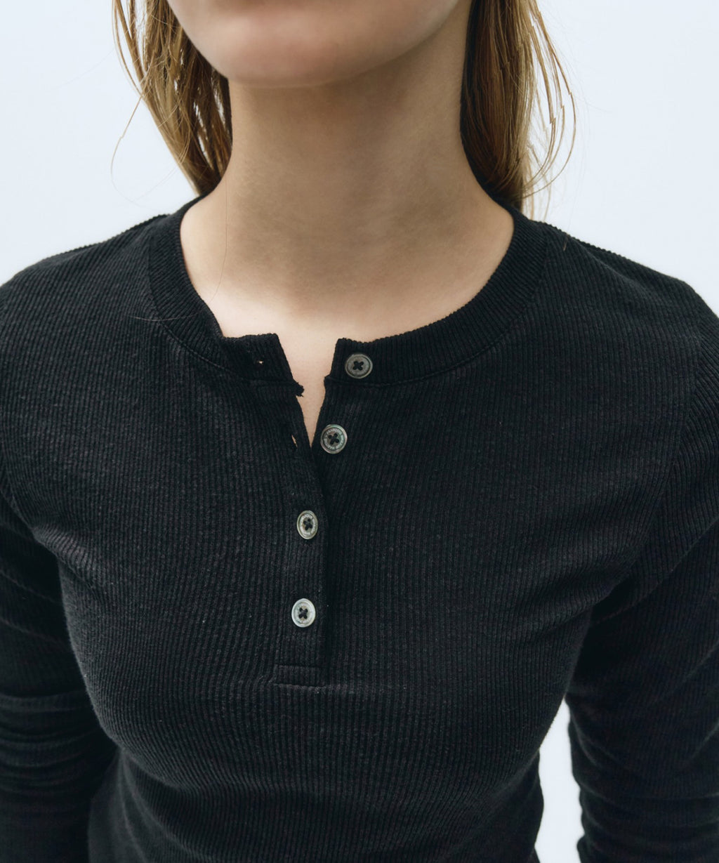 Marithe & Francois Girbaud - Henley Neck Long Sleeve (Black) product image 3 | TRAB K-Fashion Australia