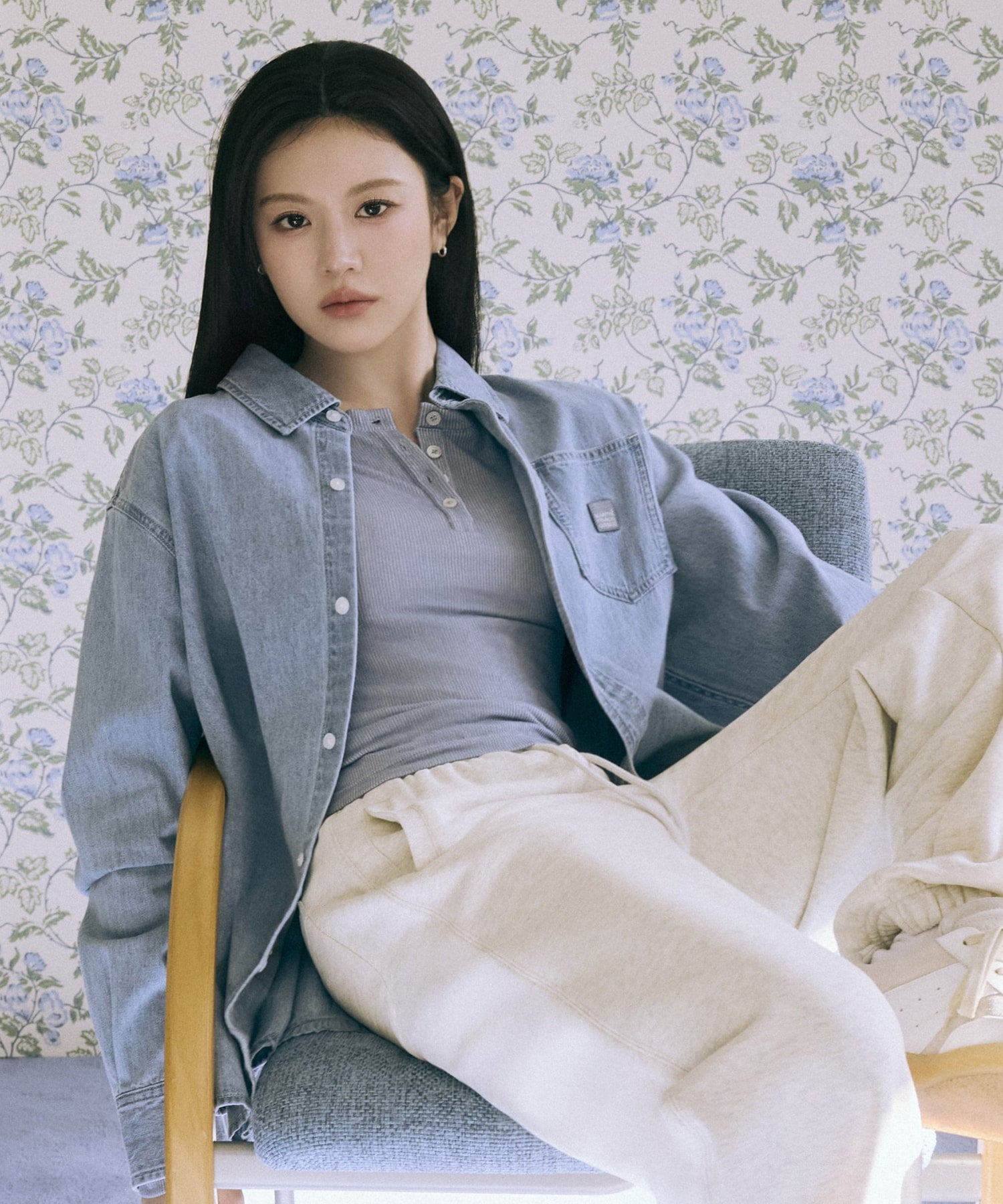 Marithe & Francois Girbaud - Henley Neck Long Sleeve (Blue) product image 1 | TRAB K-Fashion Australia