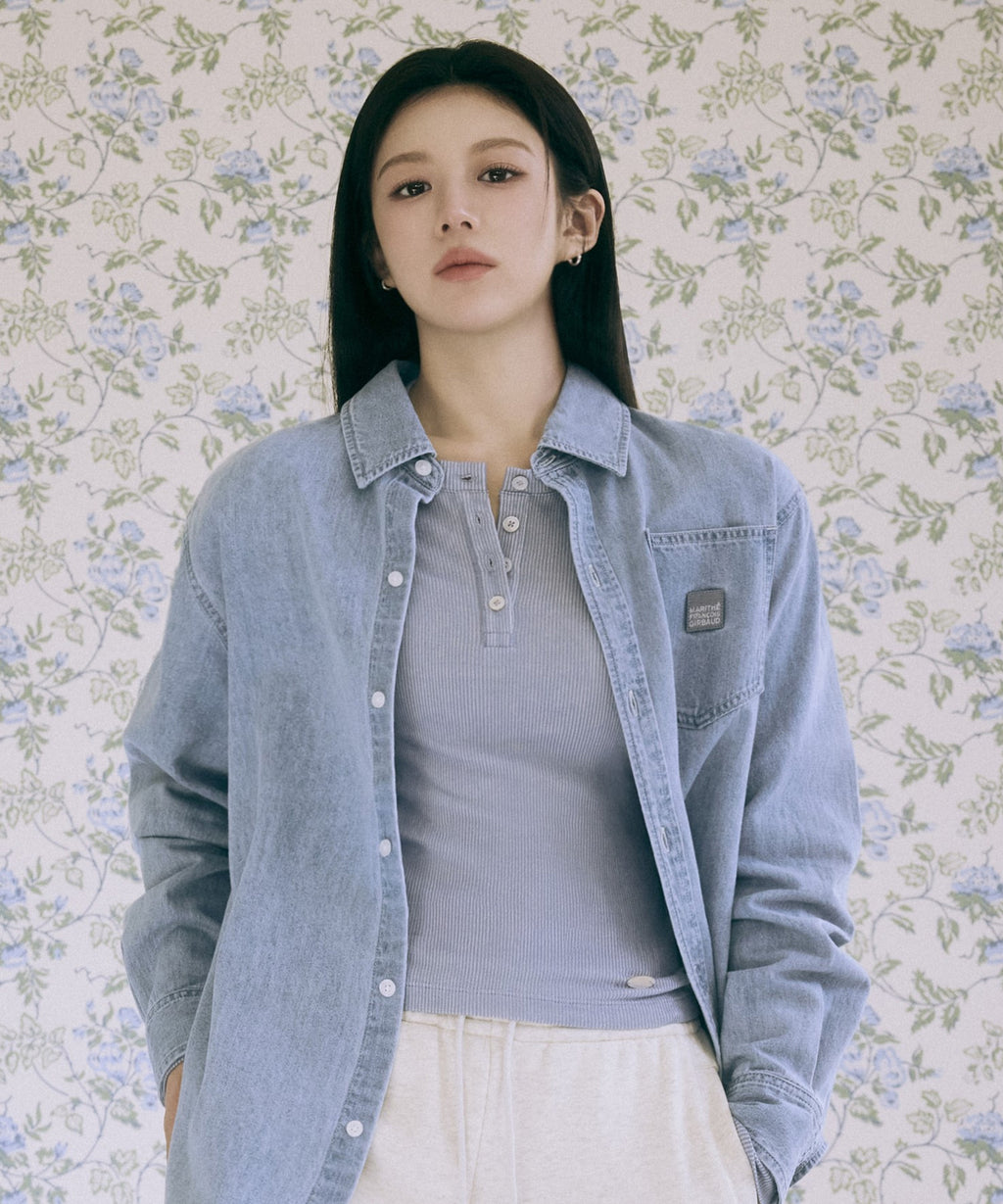 Marithe & Francois Girbaud - Henley Neck Long Sleeve (Blue) product image 2 | TRAB K-Fashion Australia