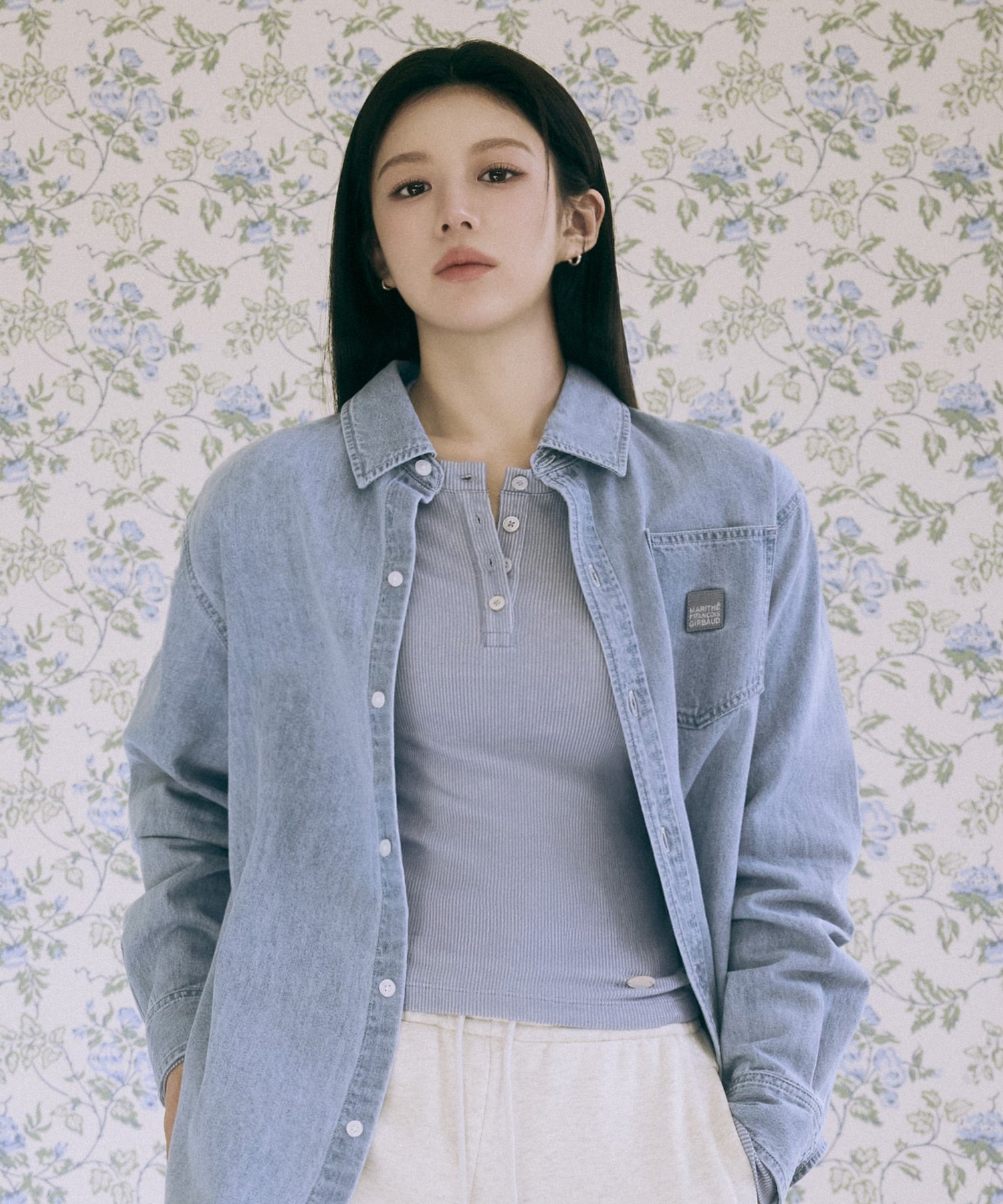 Marithe & Francois Girbaud - Henley Neck Long Sleeve (Blue) product image 2 | TRAB K-Fashion Australia