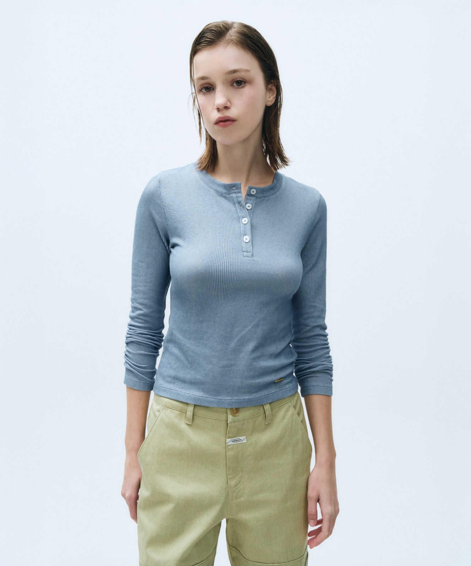 Marithe & Francois Girbaud - Henley Neck Long Sleeve (Blue) product image 3 | TRAB K-Fashion Australia