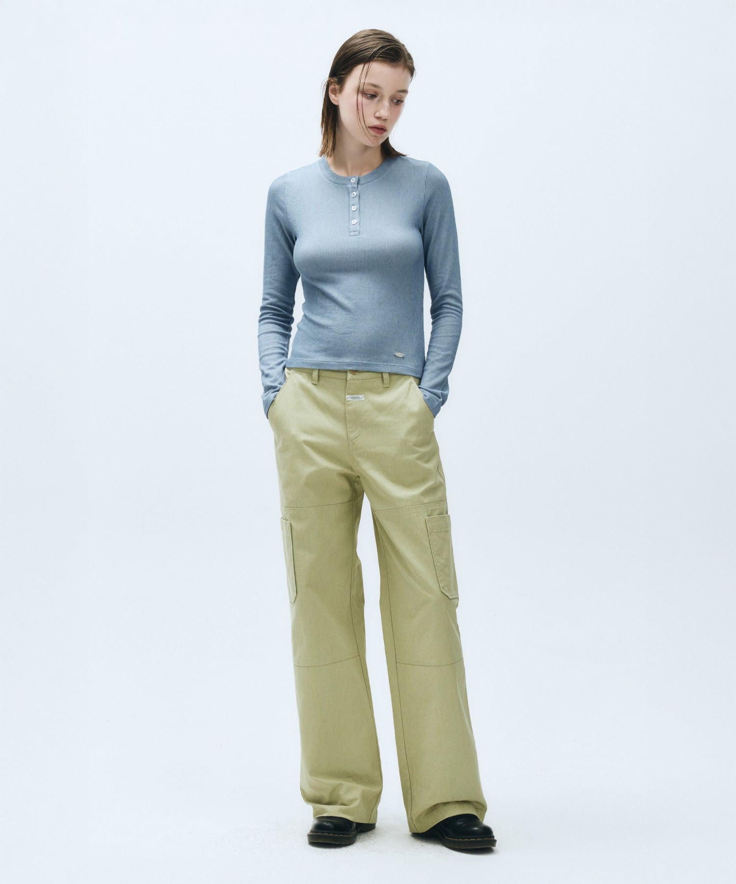Marithe & Francois Girbaud - Henley Neck Long Sleeve (Blue) product image 6 | TRAB K-Fashion Australia